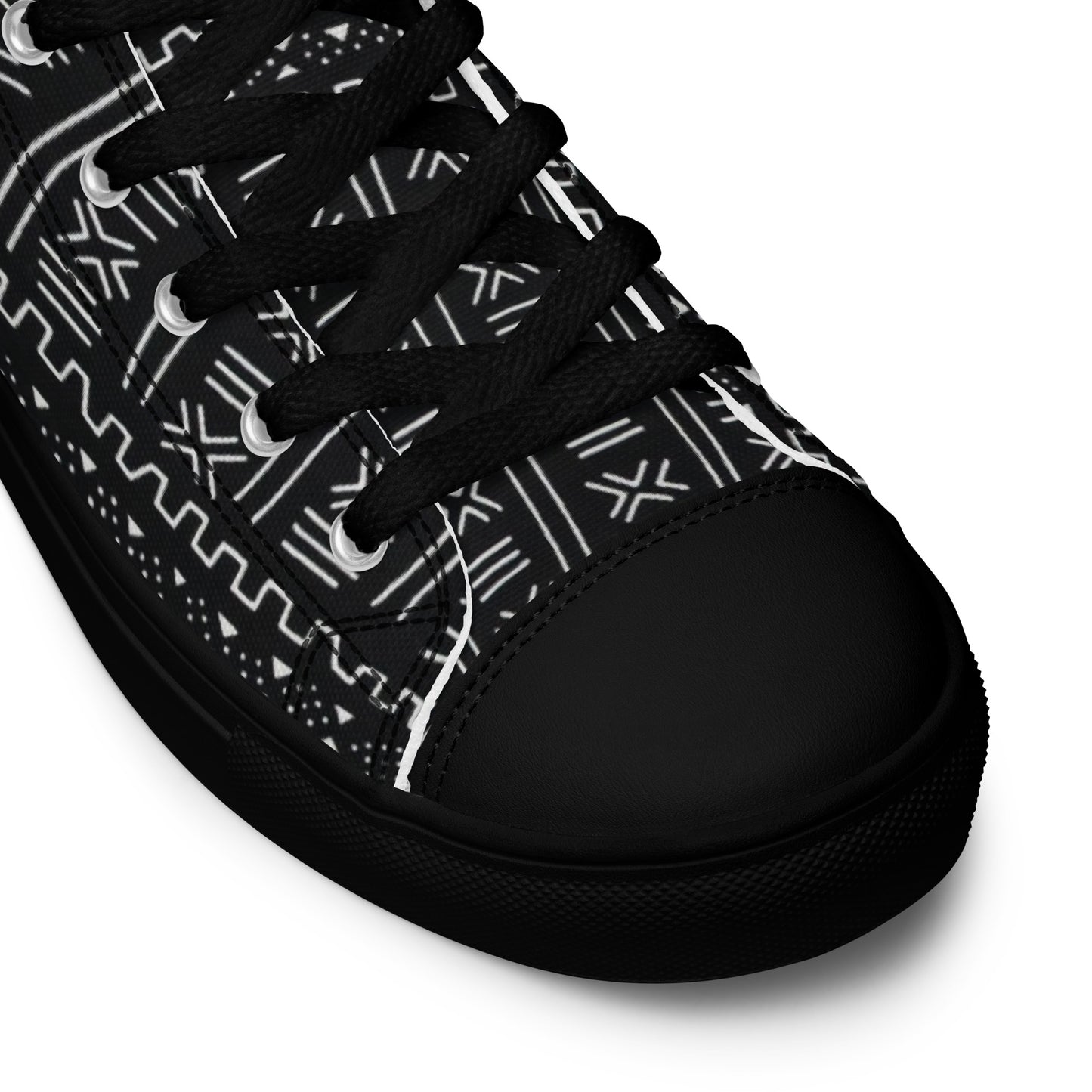 Black White Bogolan Men’s high top canvas shoes