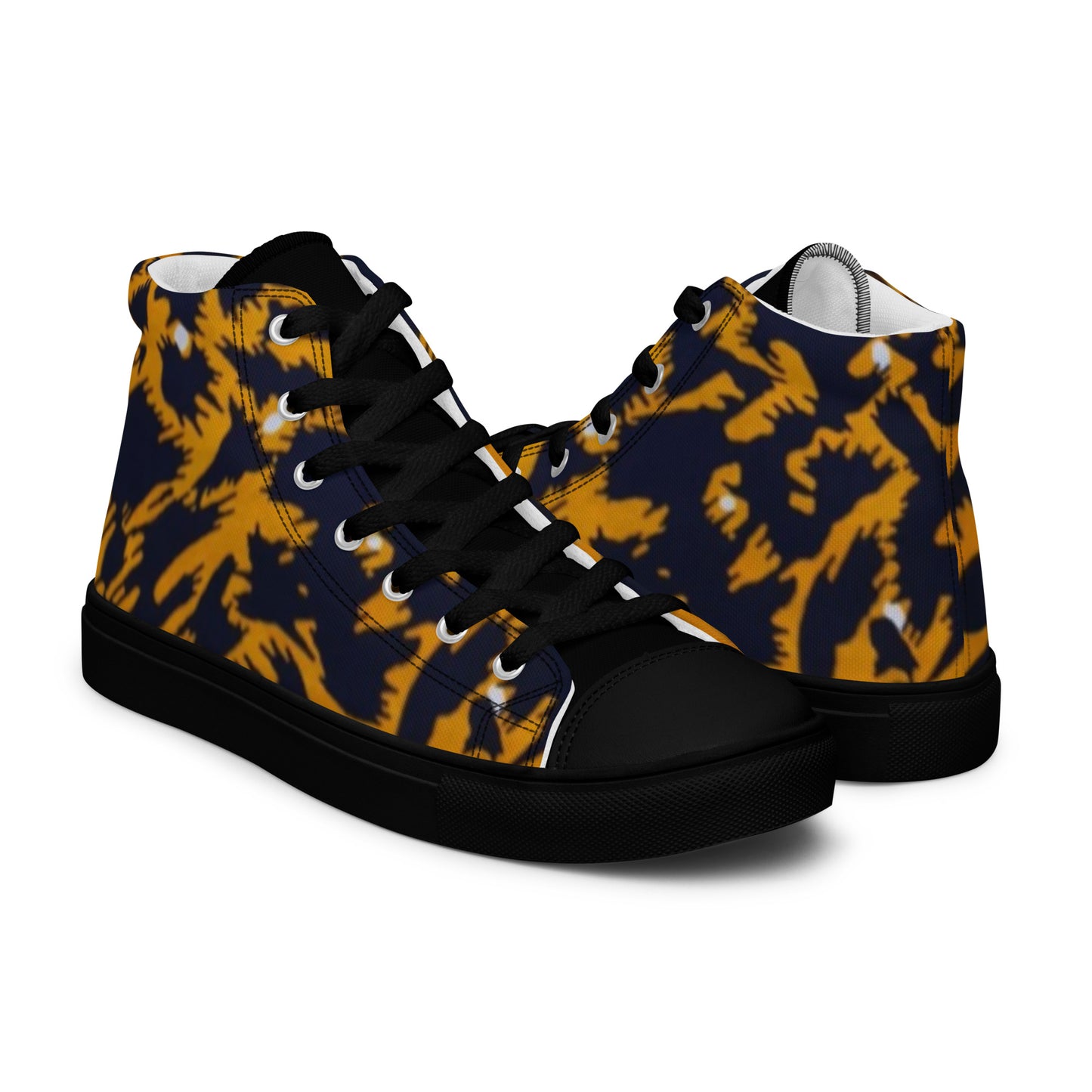 Yellow Leopard Ankara Men’s high top canvas shoes