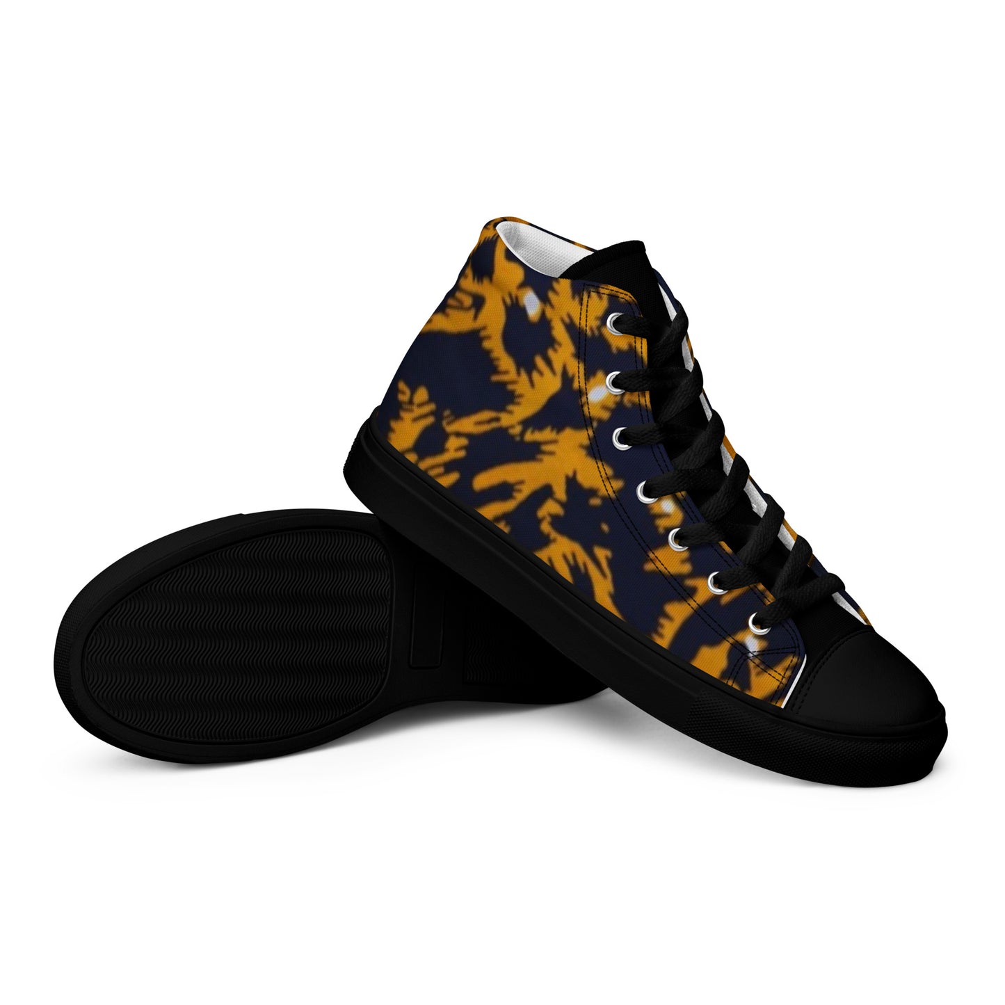 Yellow Leopard Ankara Men’s high top canvas shoes