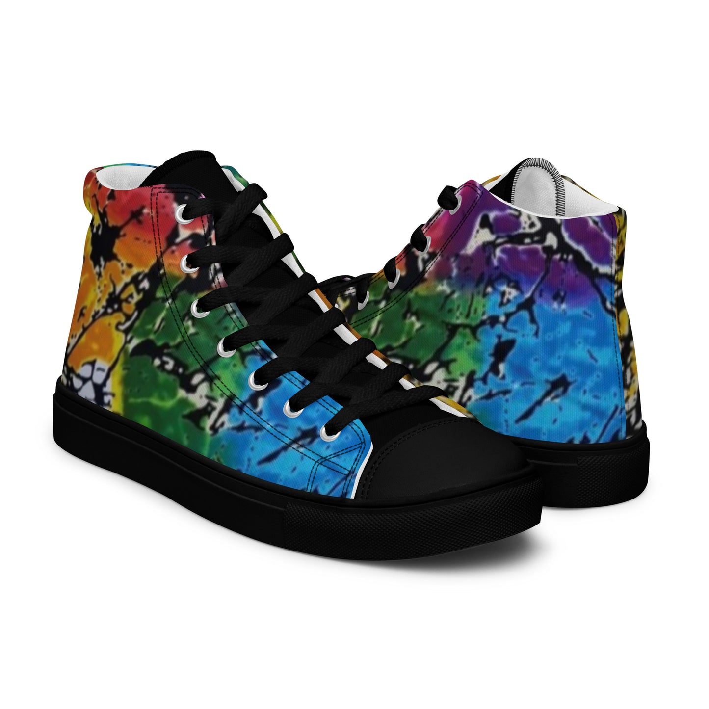 Multicolour Adire Ankara Men’s high top canvas shoes