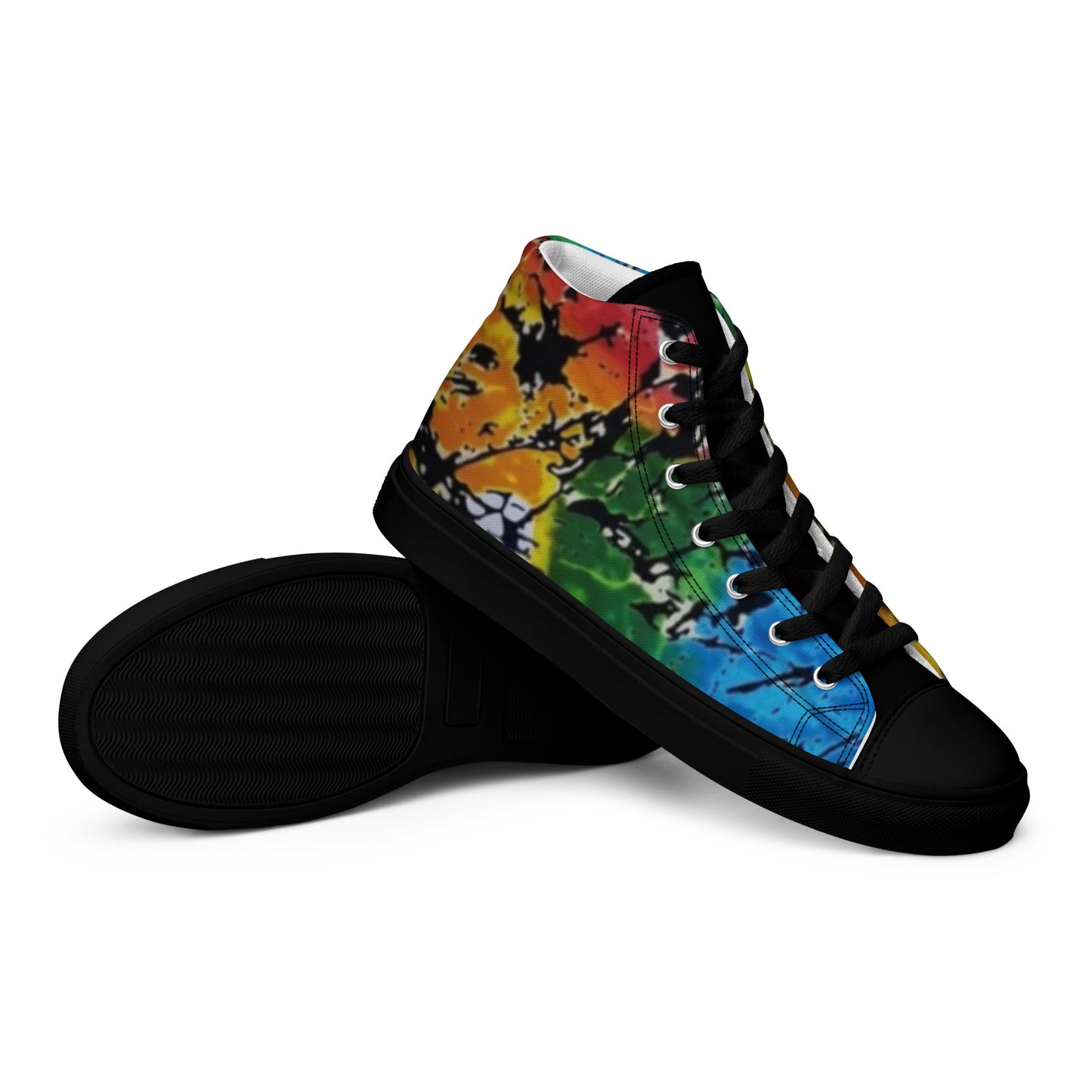 Multicolour Adire Ankara Men’s high top canvas shoes