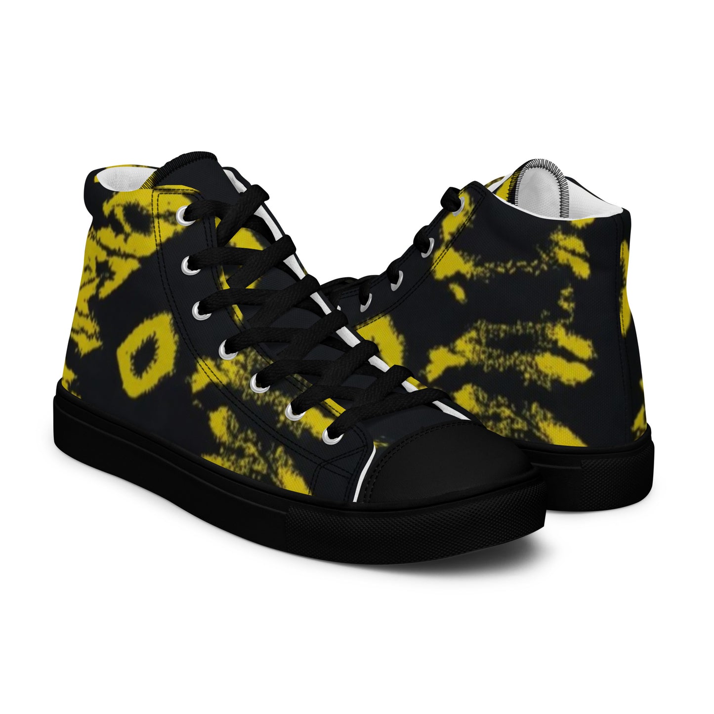 Yellow Adire Ankara Men’s high top canvas shoes