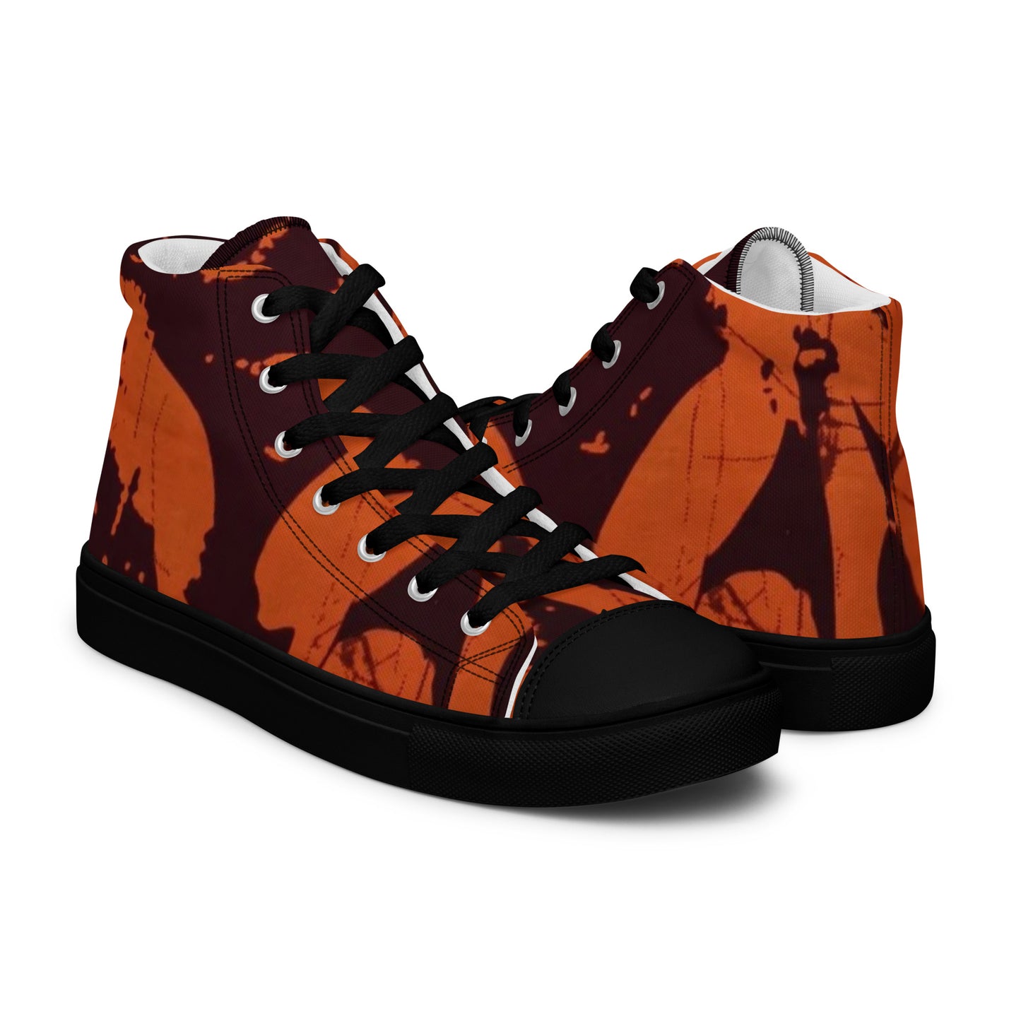 Orange Adire Men’s high top canvas shoes