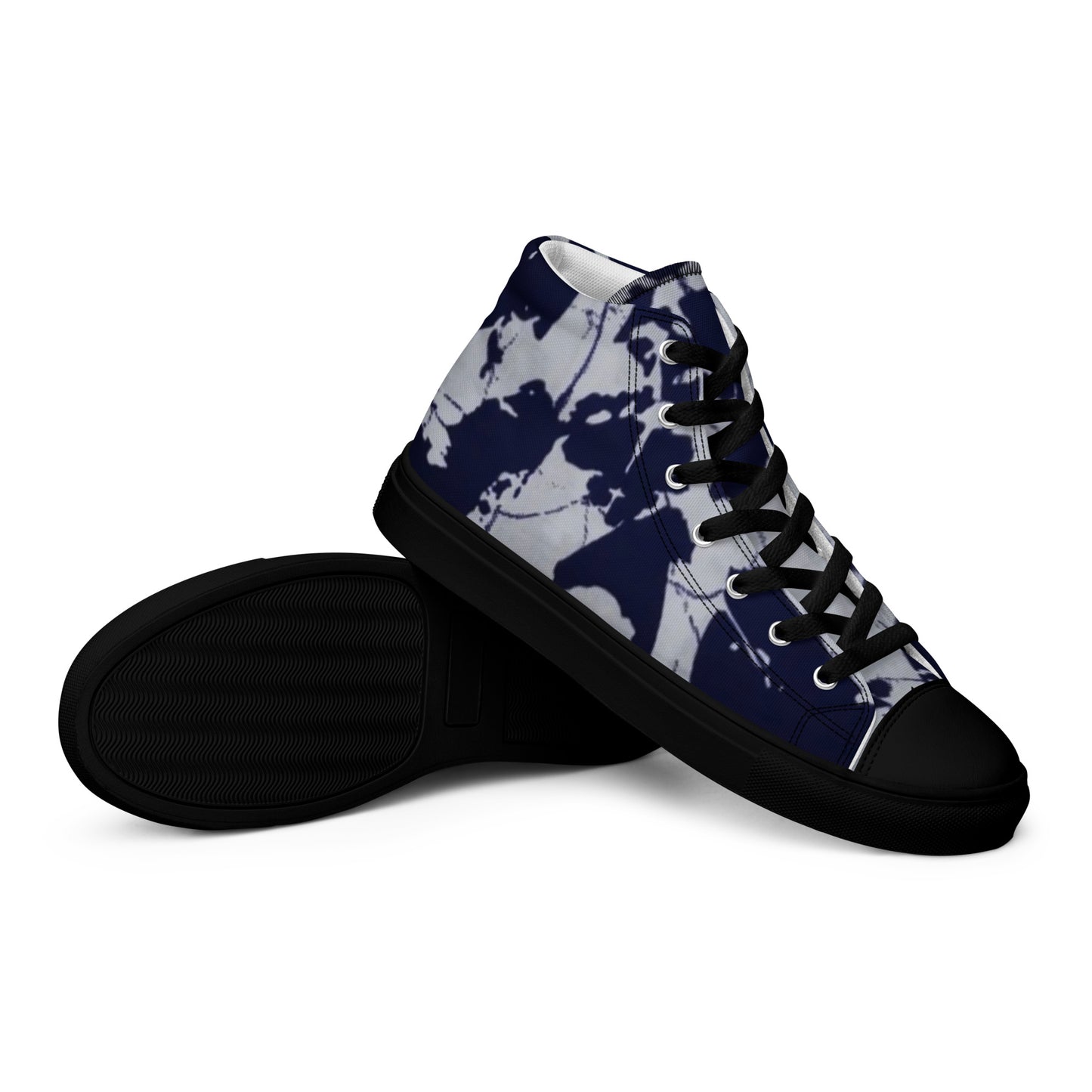 Indigo Adire Men’s high top canvas shoes