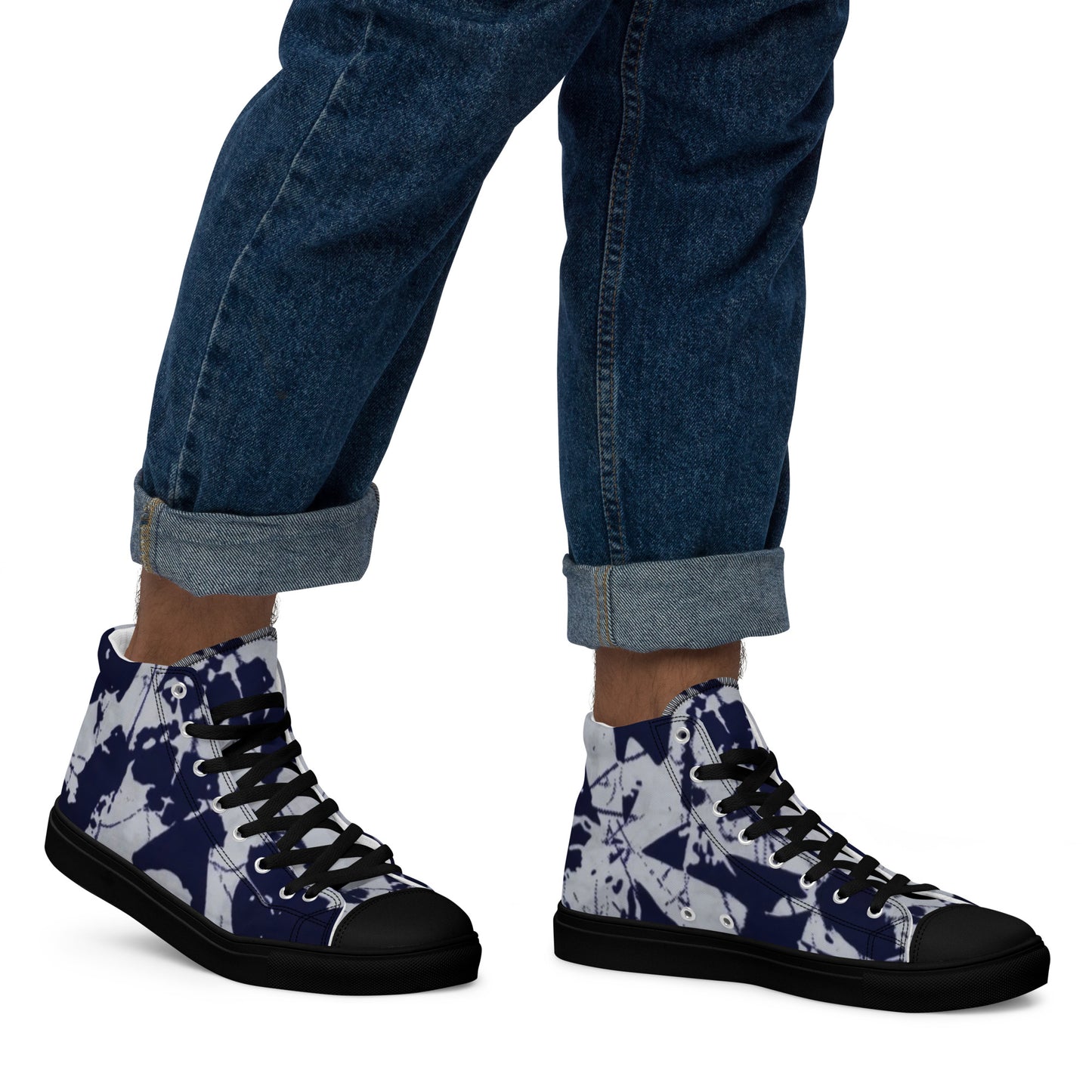 Indigo Adire Men’s high top canvas shoes