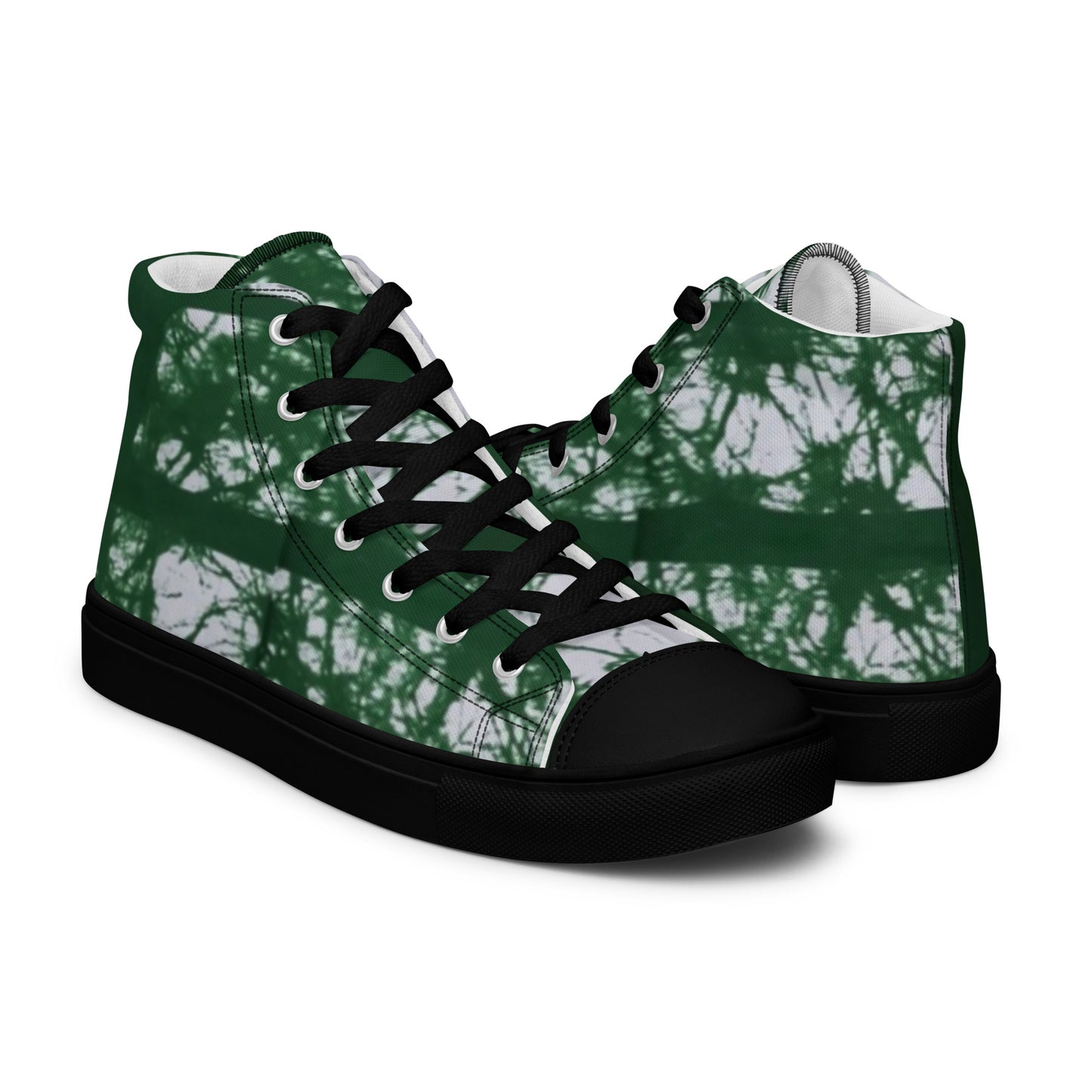 Green Adire Ankara Men’s high top canvas shoes