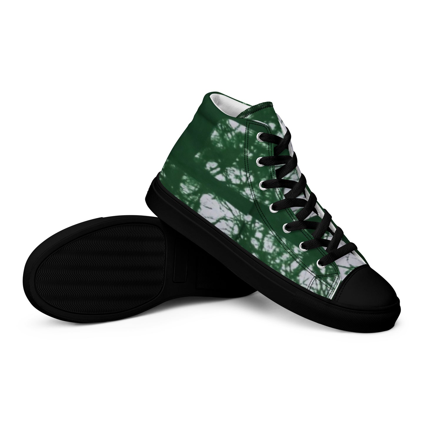 Green Adire Ankara Men’s high top canvas shoes