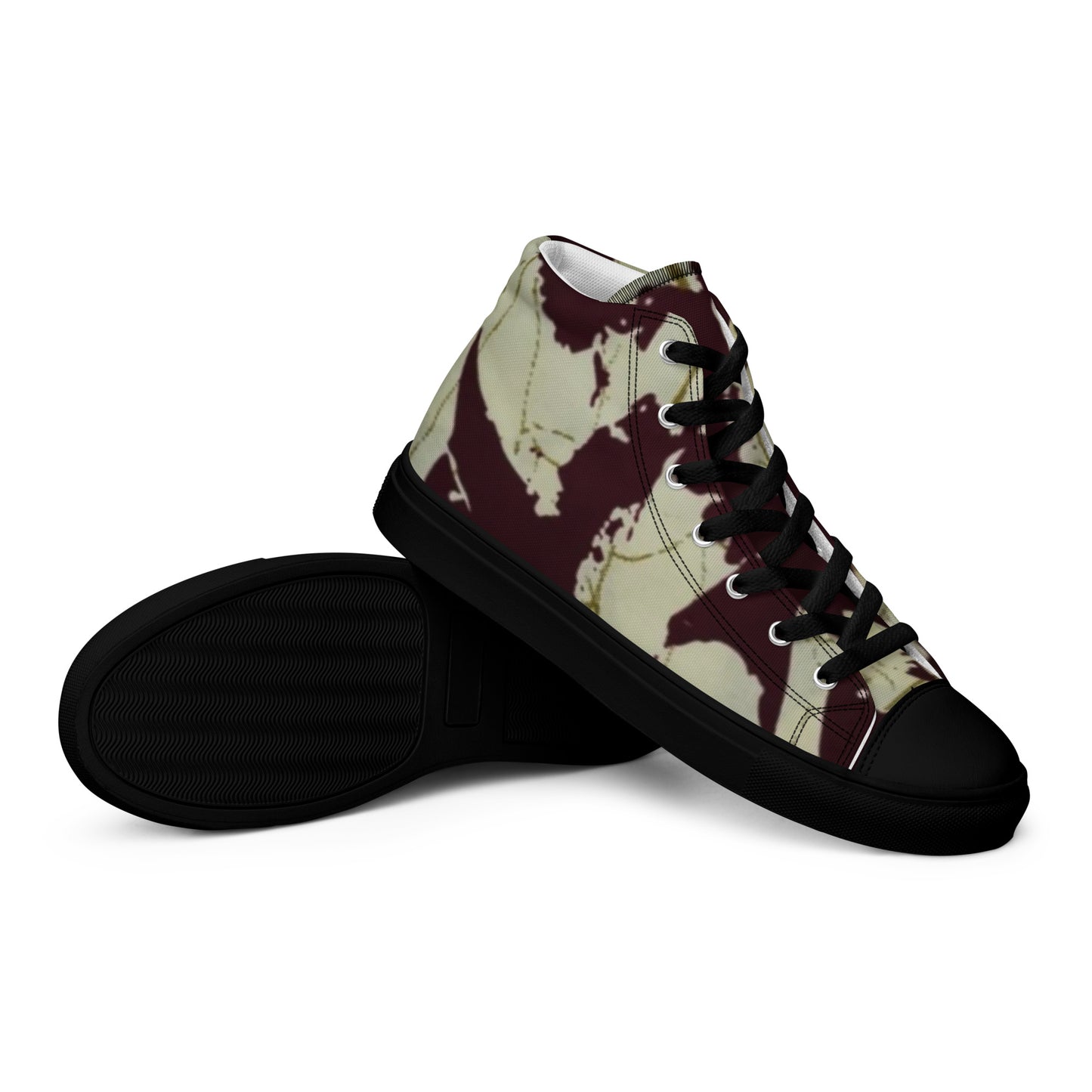 Brown Adire Men’s high top canvas shoes