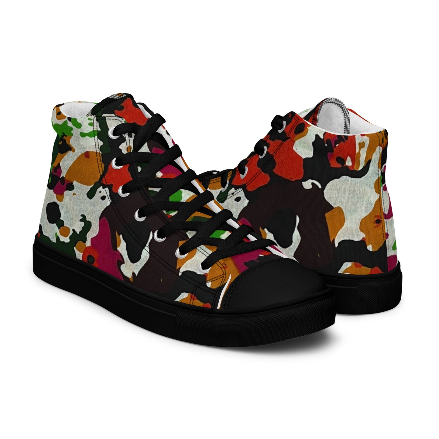 Multicolour Paint Ankara Men’s High Top Canvas Shoes