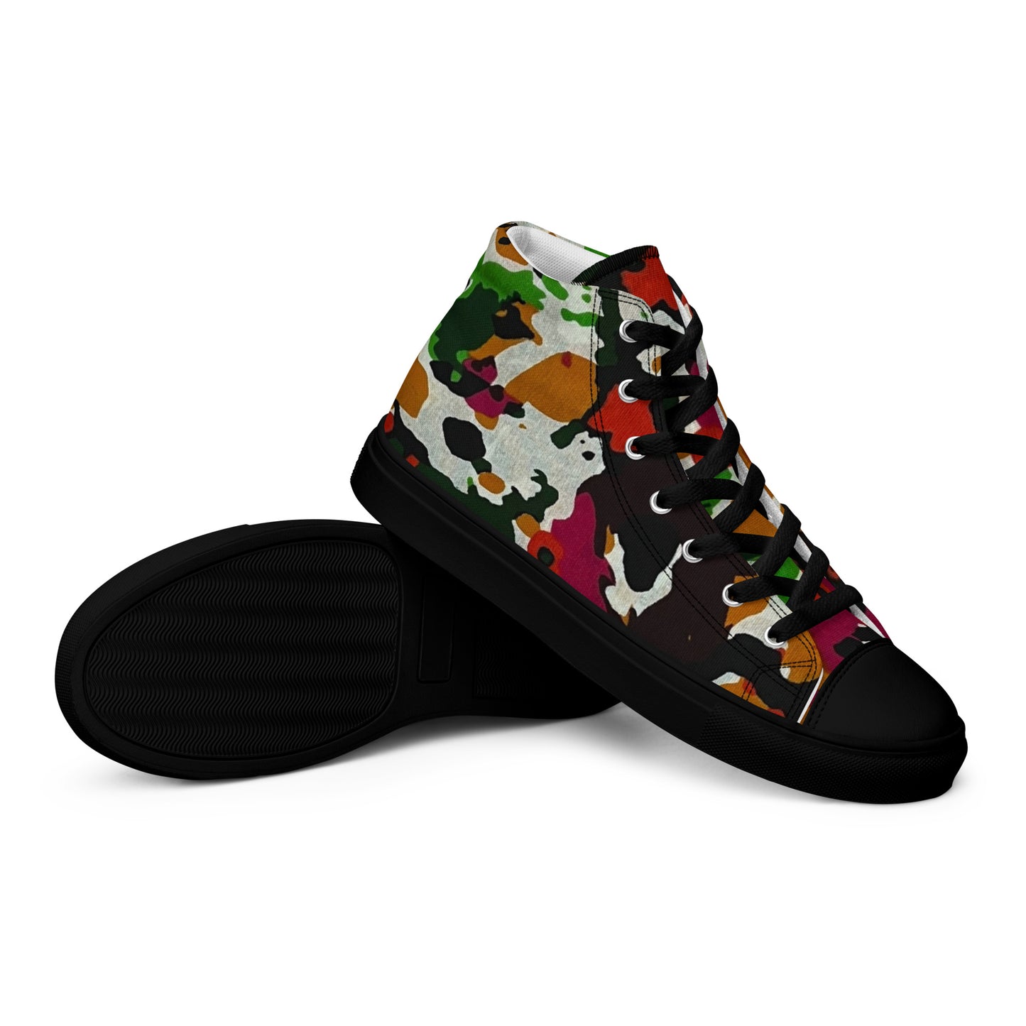 Multicolour Paint Ankara Men’s High Top Canvas Shoes