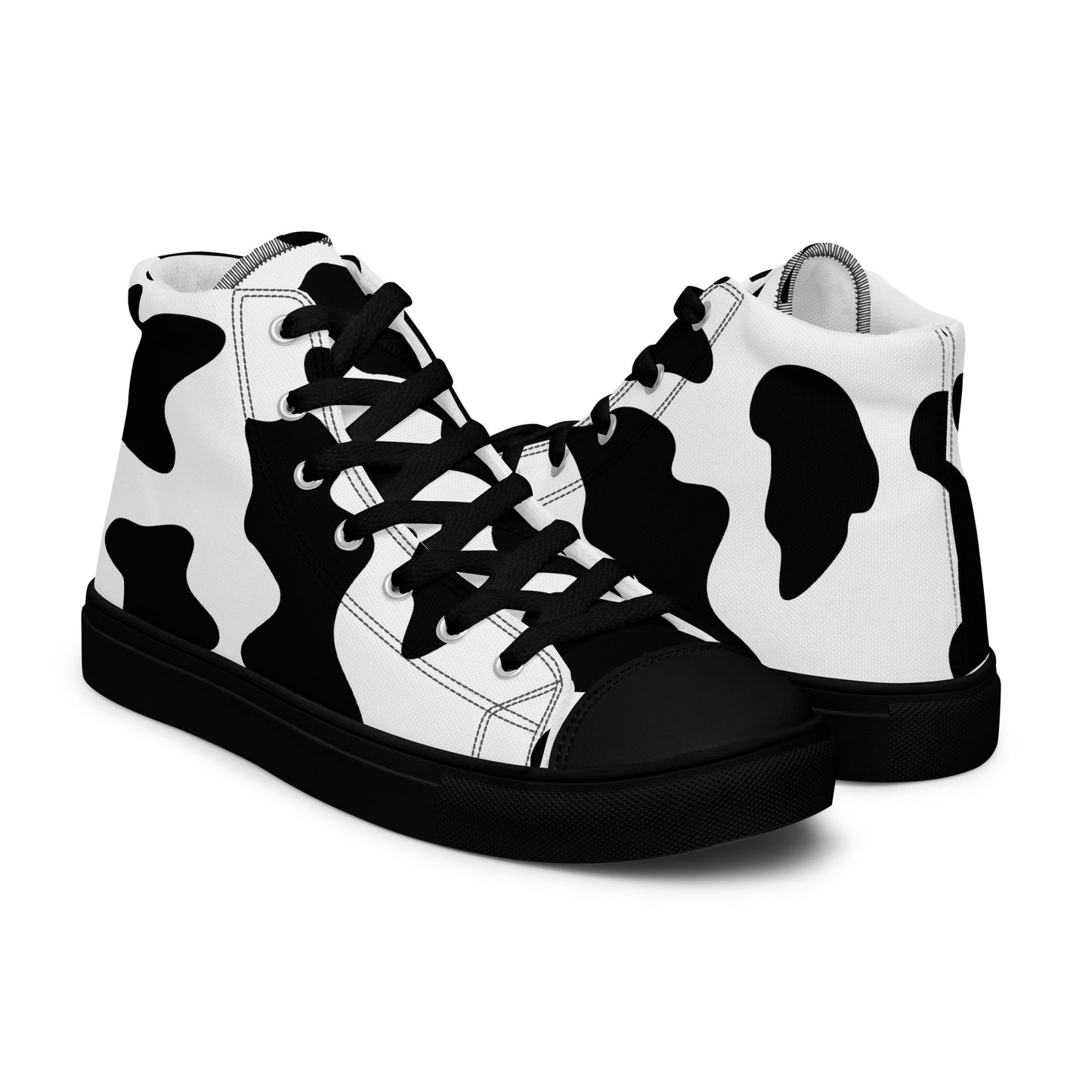 Cow Print Men’s high top canvas shoes