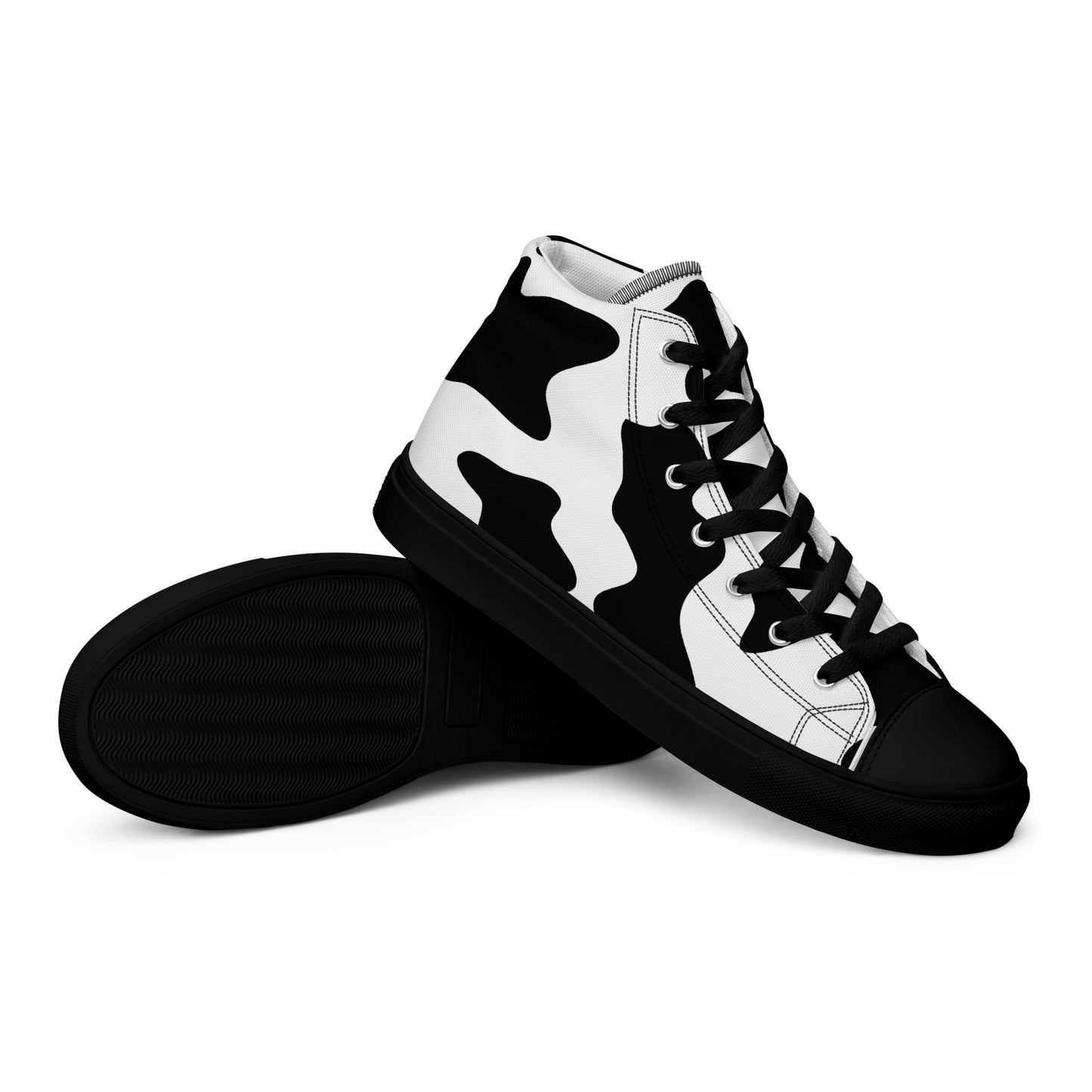 Cow Print Men’s high top canvas shoes