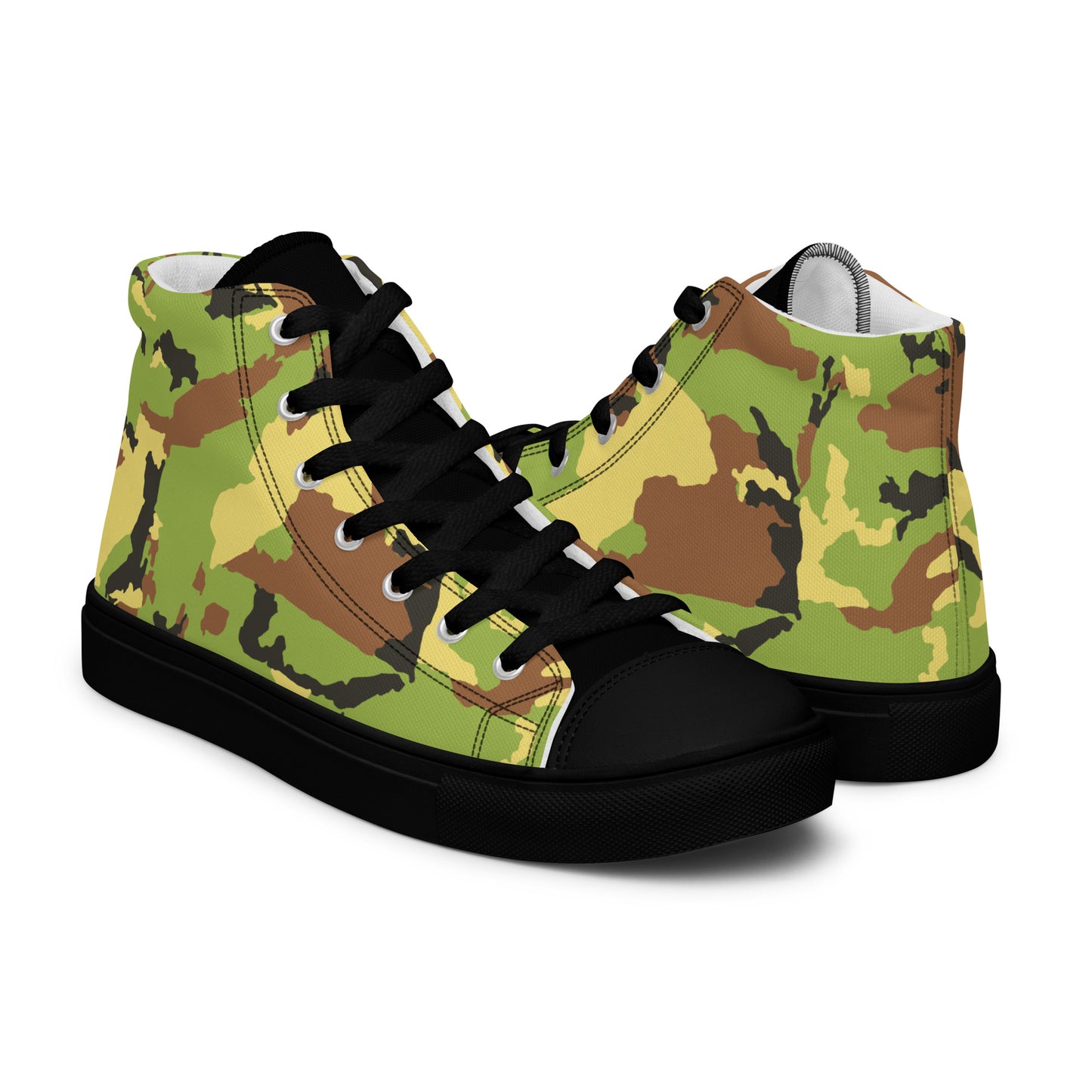 Green Camo Men’s high top canvas shoes