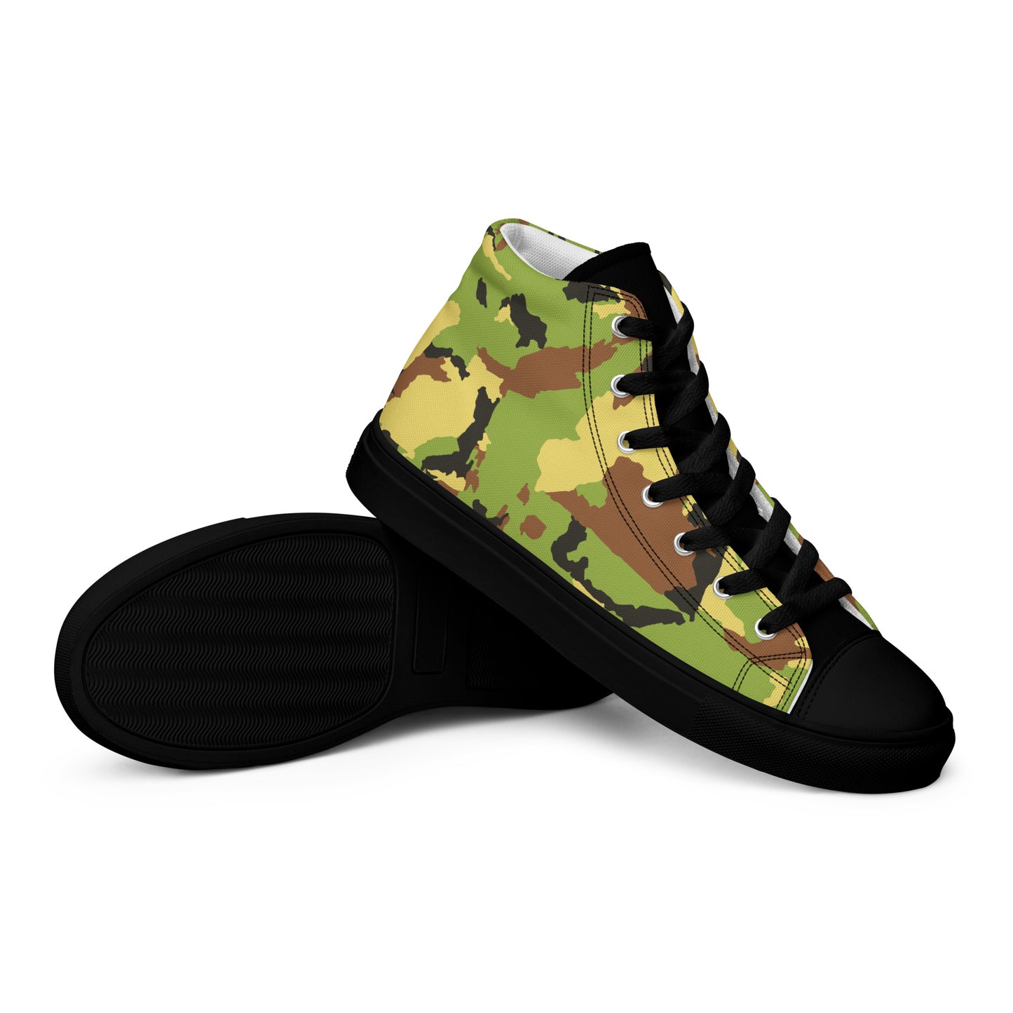 Green Camo Men’s high top canvas shoes