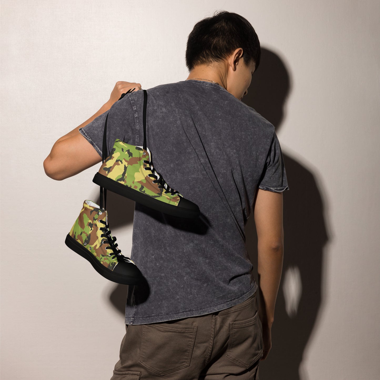 Green Camo Men’s high top canvas shoes