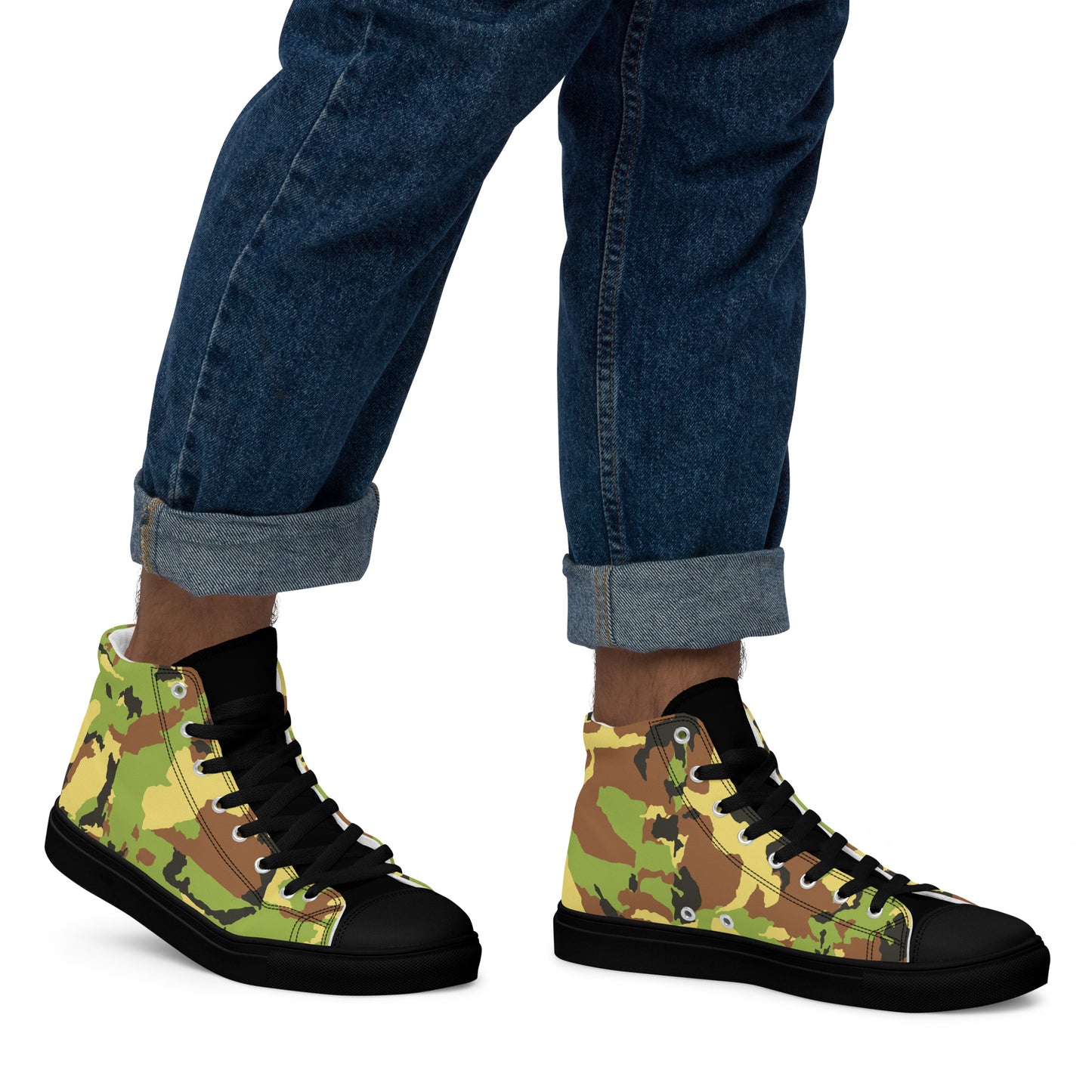 Green Camo Men’s high top canvas shoes