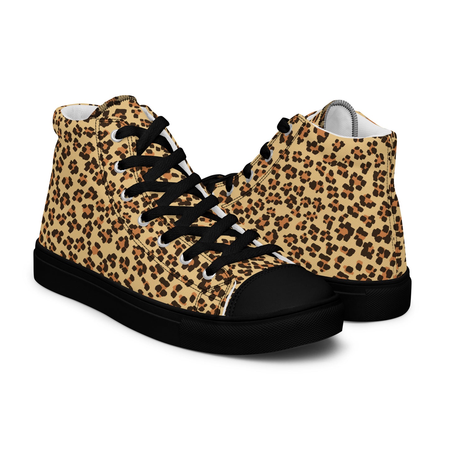 Brown Leopard Men’s high top canvas shoes