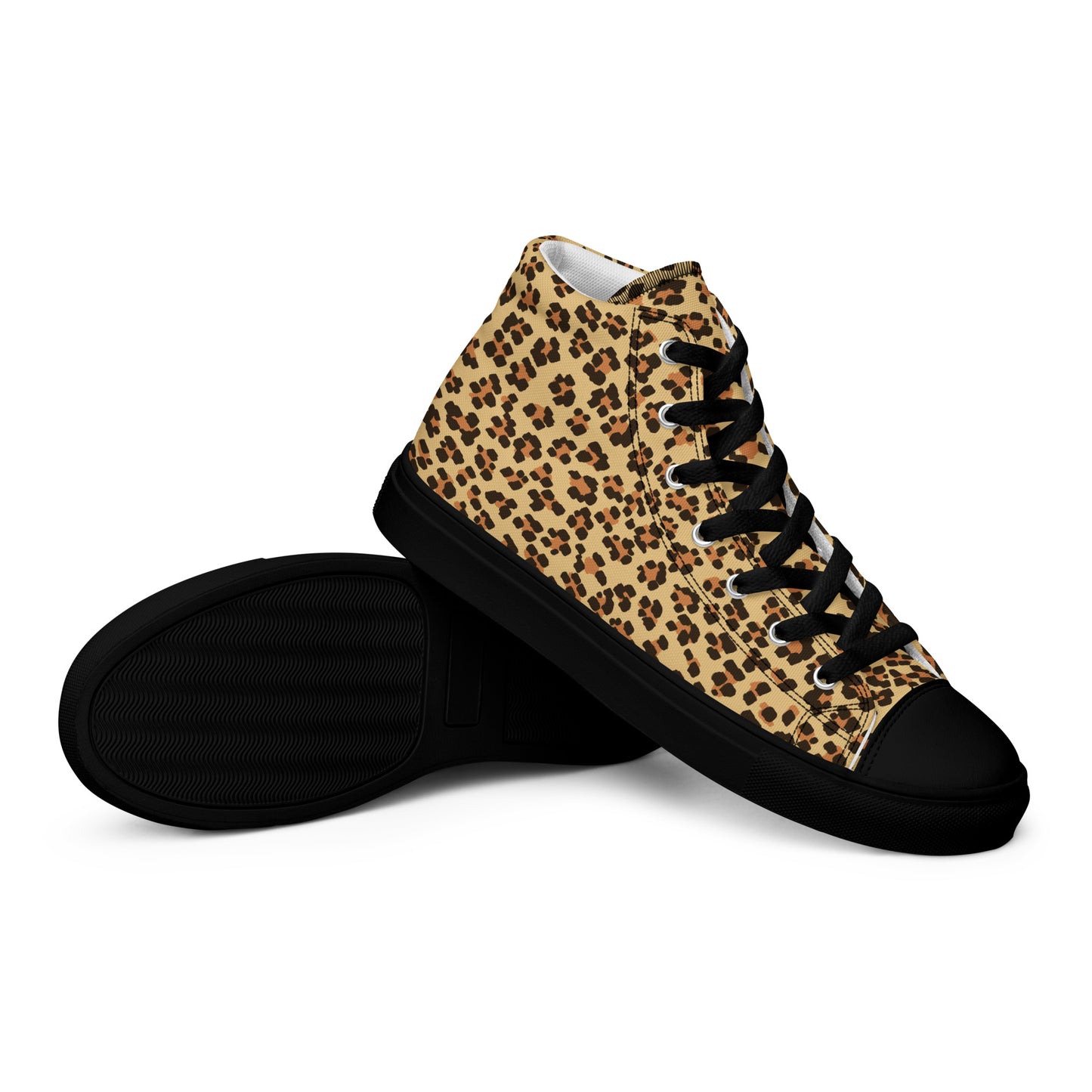 Brown Leopard Men’s high top canvas shoes