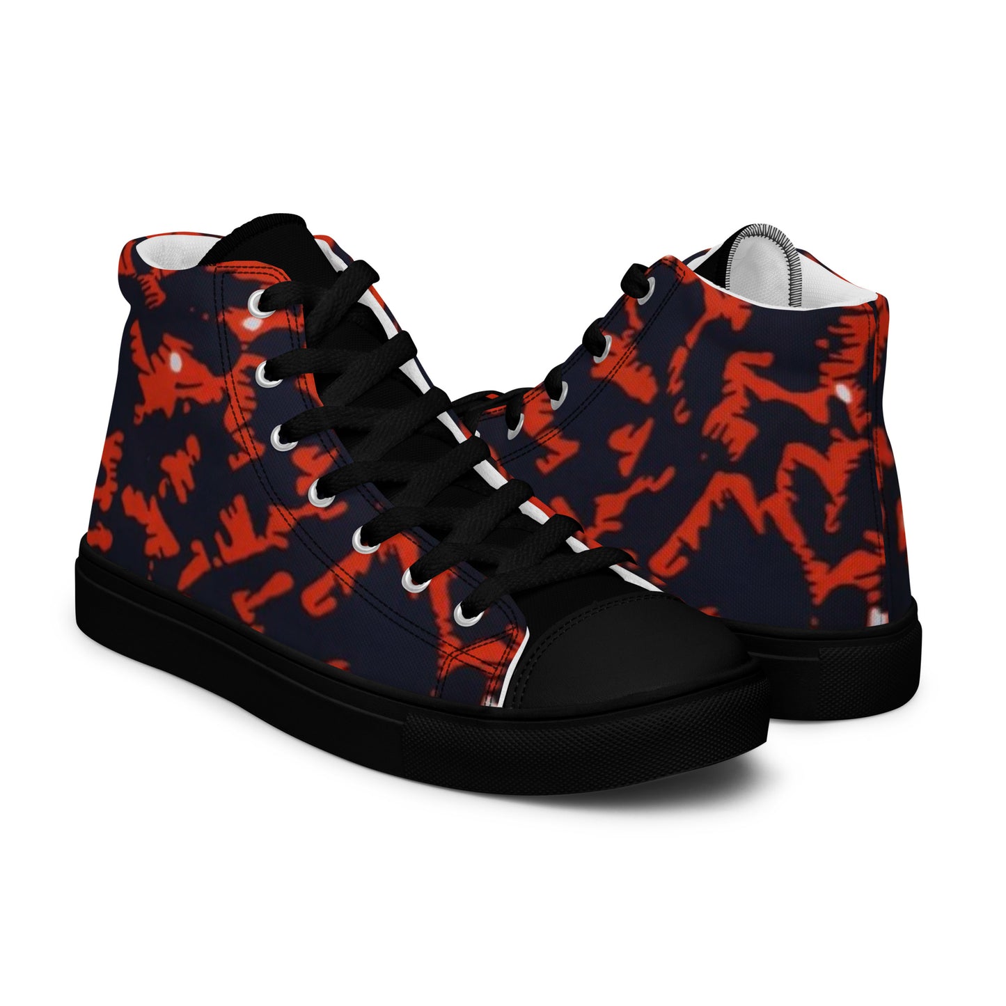 Orange Leopard Men’s high top canvas shoes