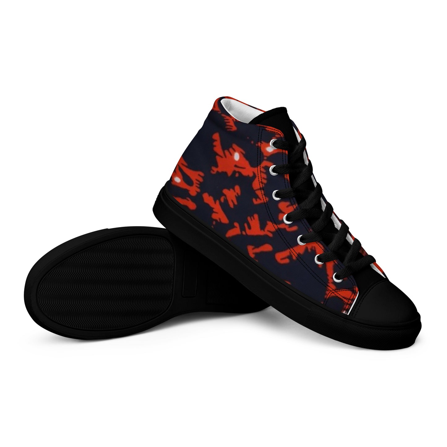 Orange Leopard Men’s high top canvas shoes