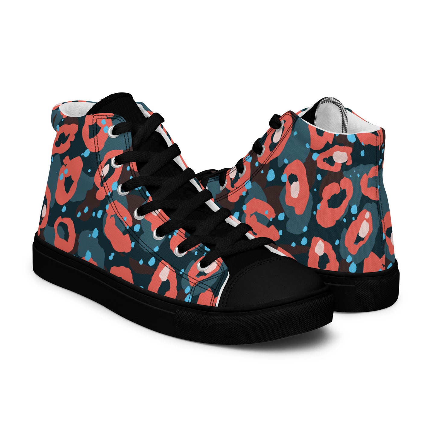 Speckled Leopard Men’s high top canvas shoes