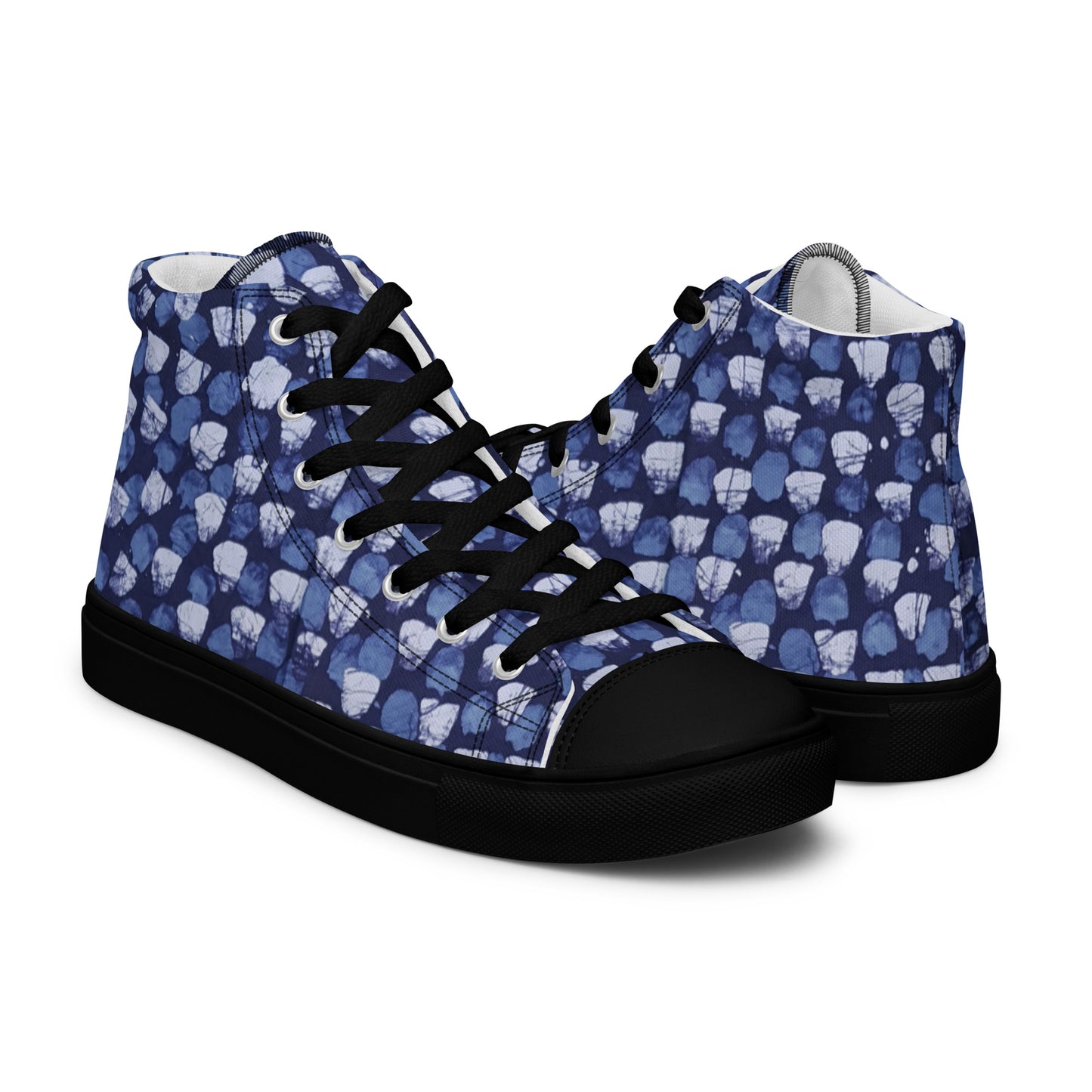 Blue Dotted Men’s high top canvas shoes