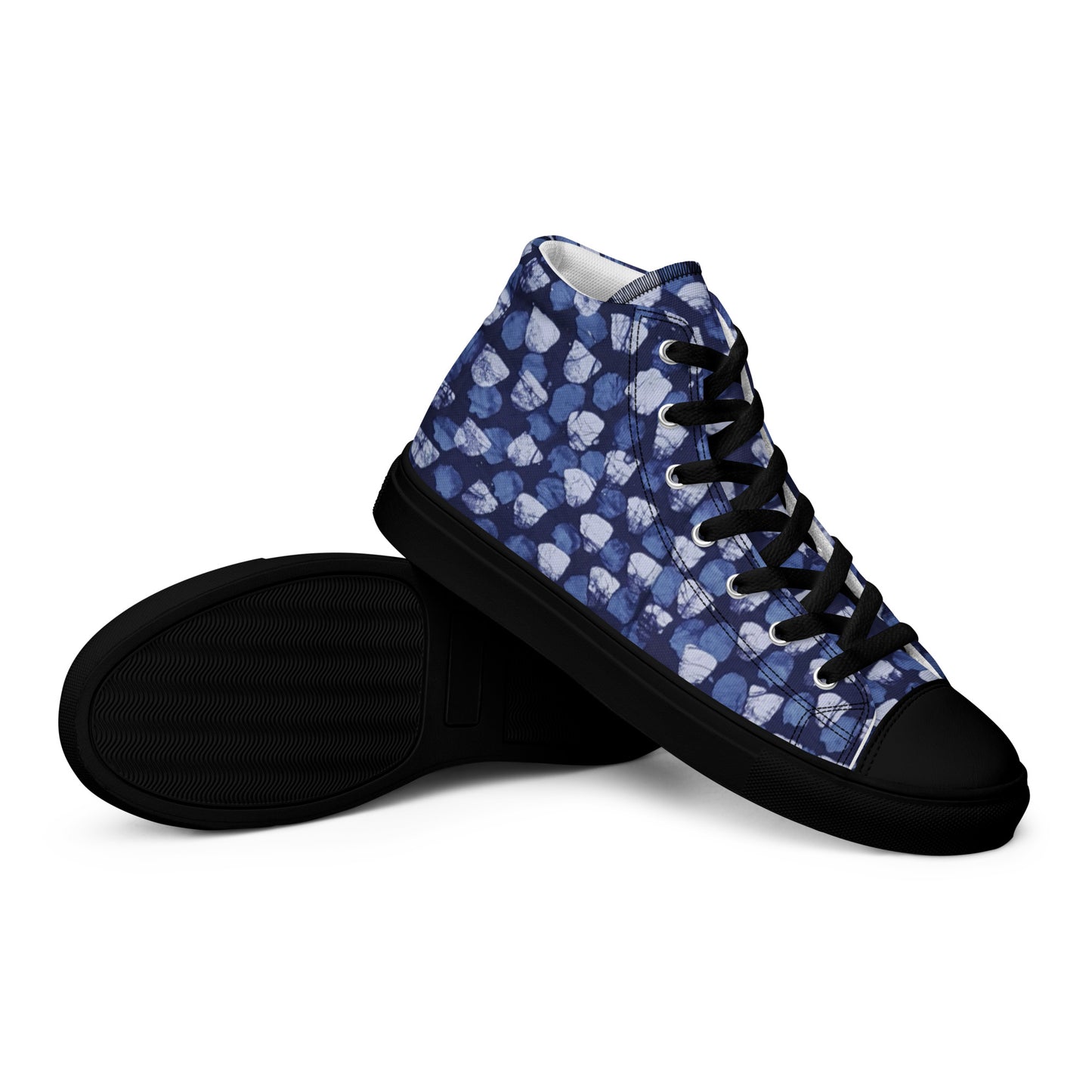 Blue Dotted Men’s high top canvas shoes