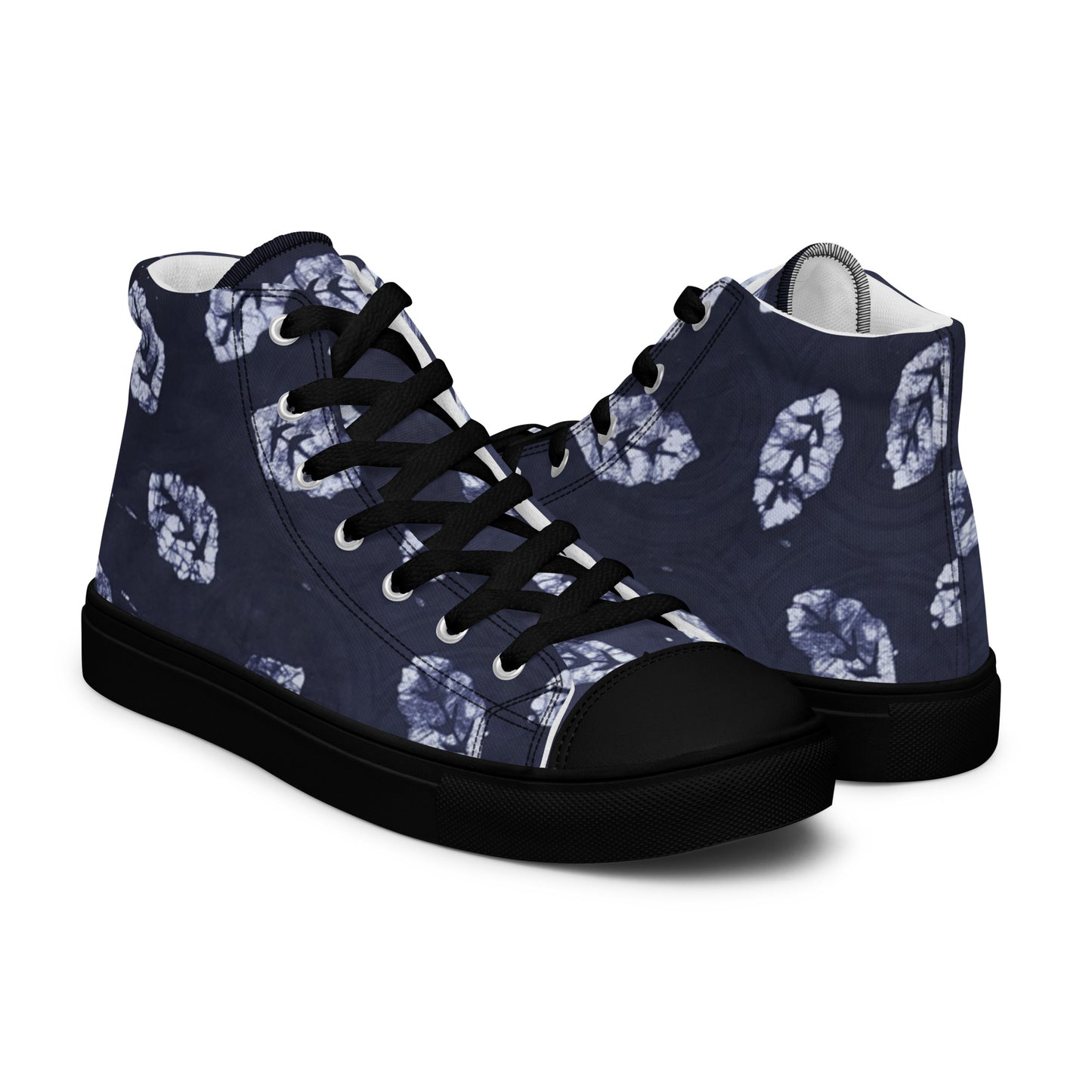 Indigo Leaf Men’s high top canvas shoes