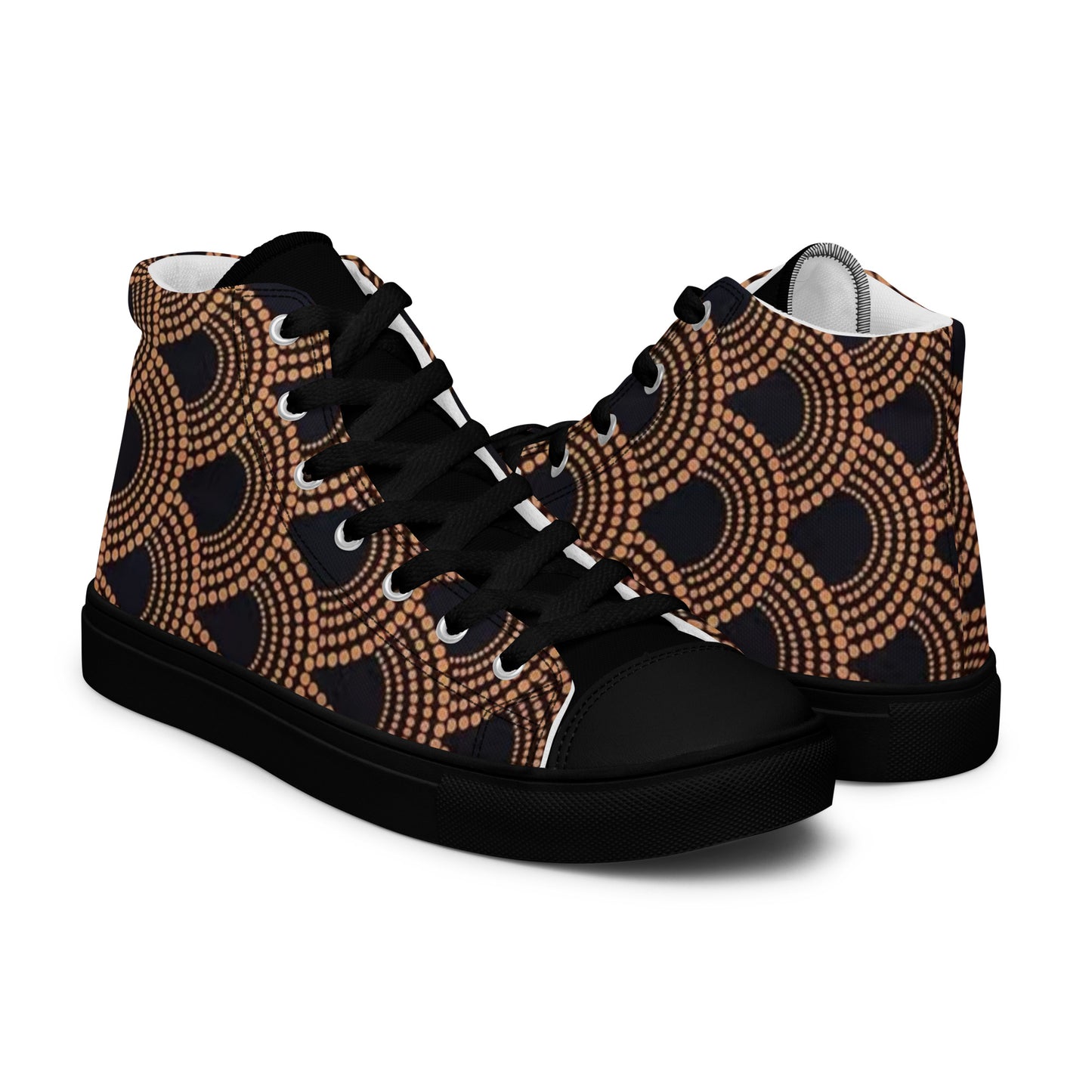 Brown Abstract Men’s high top canvas shoes