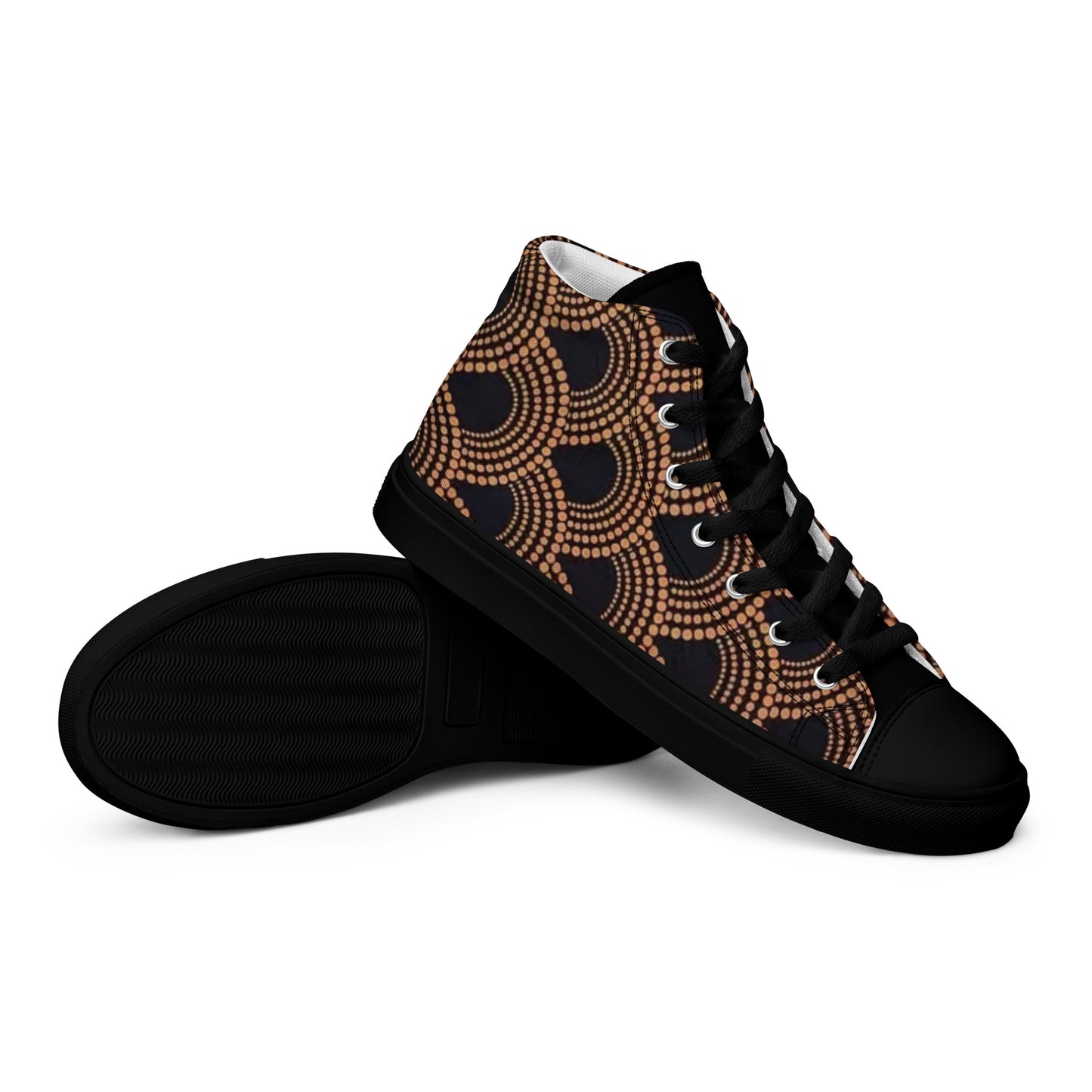 Brown Abstract Men’s high top canvas shoes