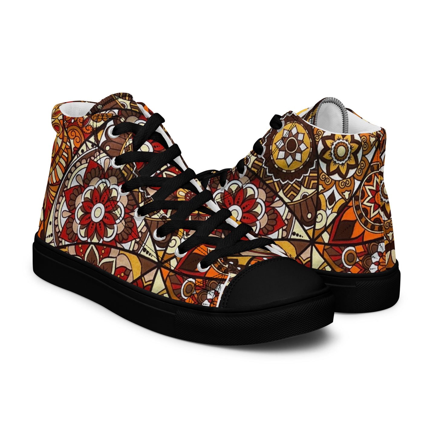 Multicolour Brown Men’s high top canvas shoes