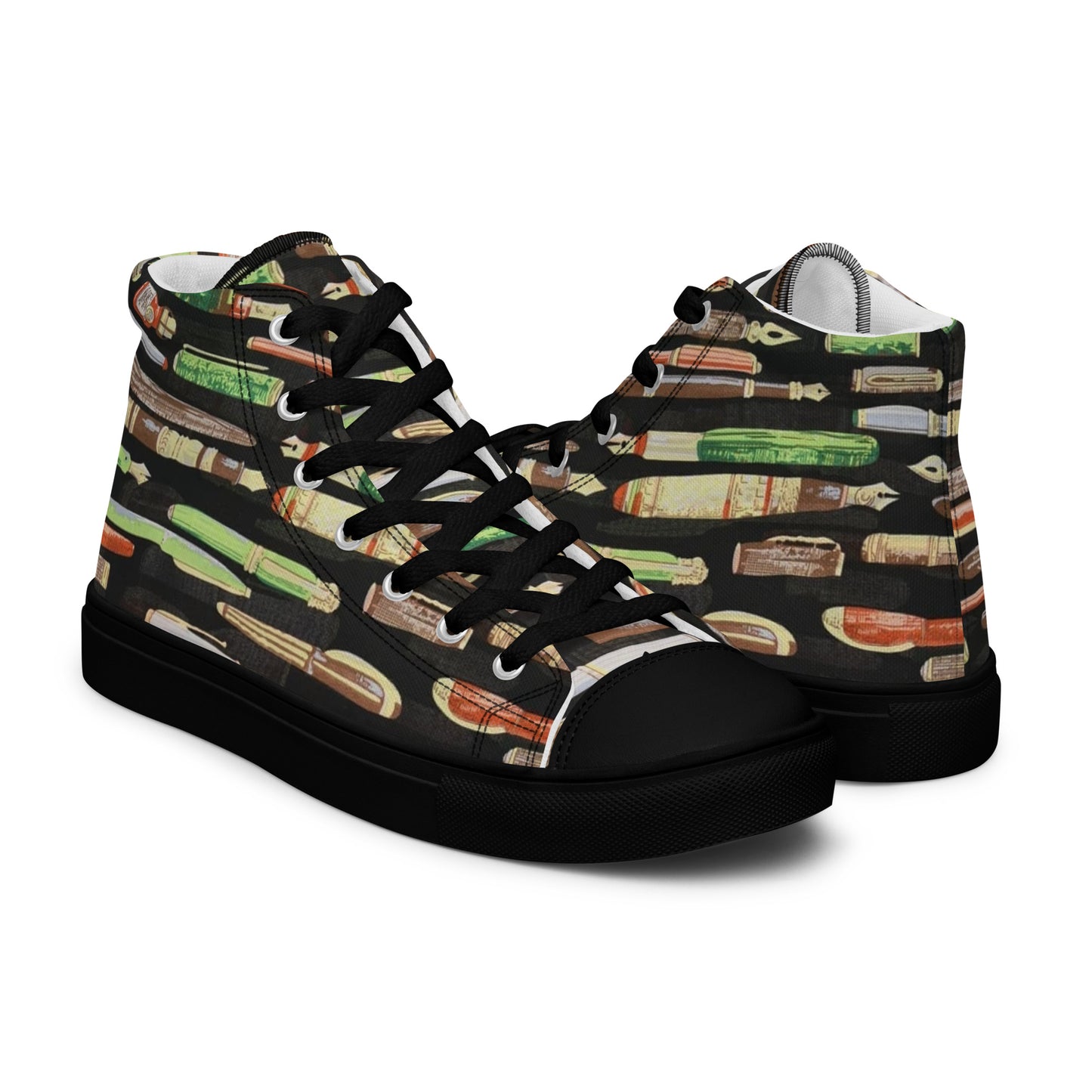 Green Pen Men’s high top canvas shoes