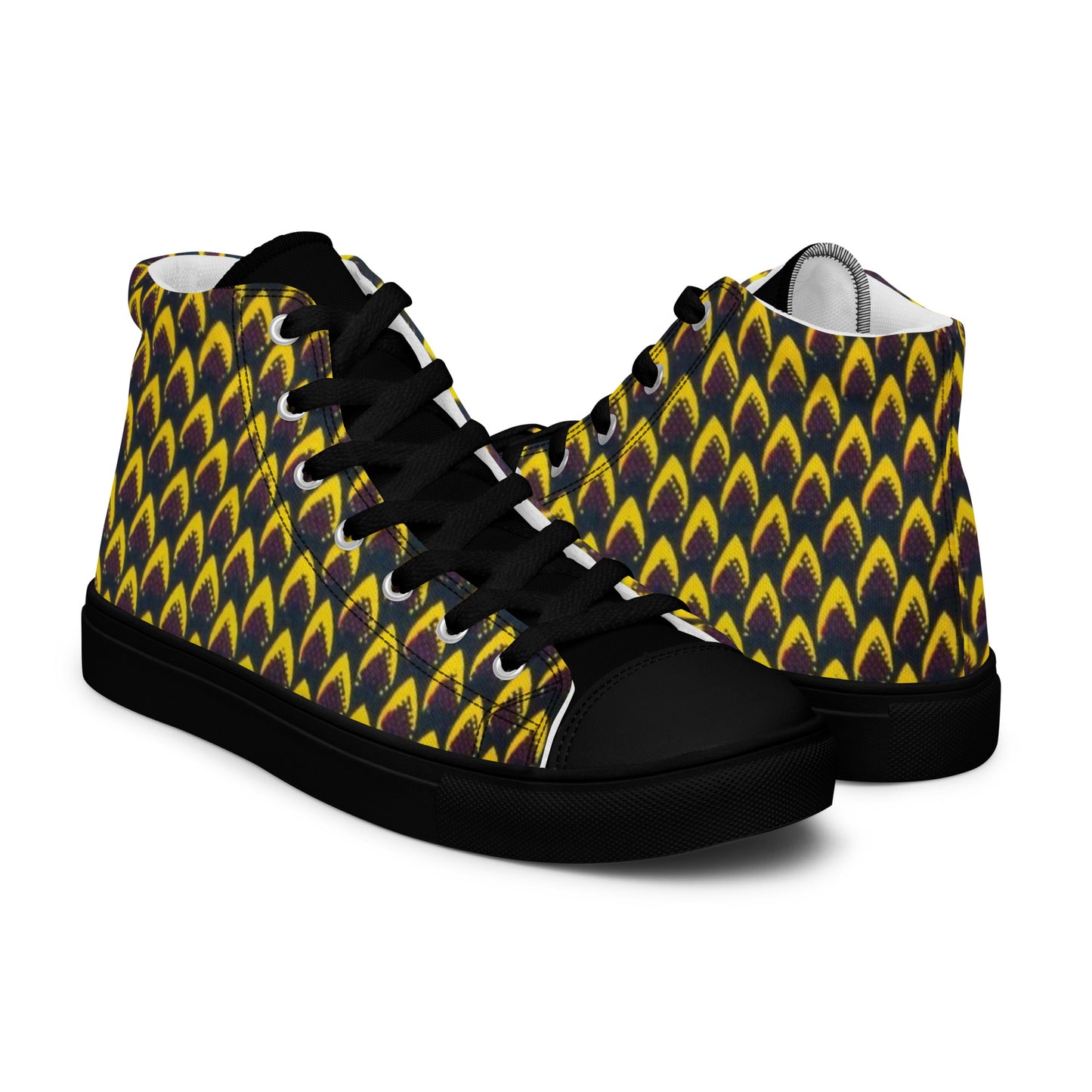 Yellow Flame Men’s high top canvas shoes