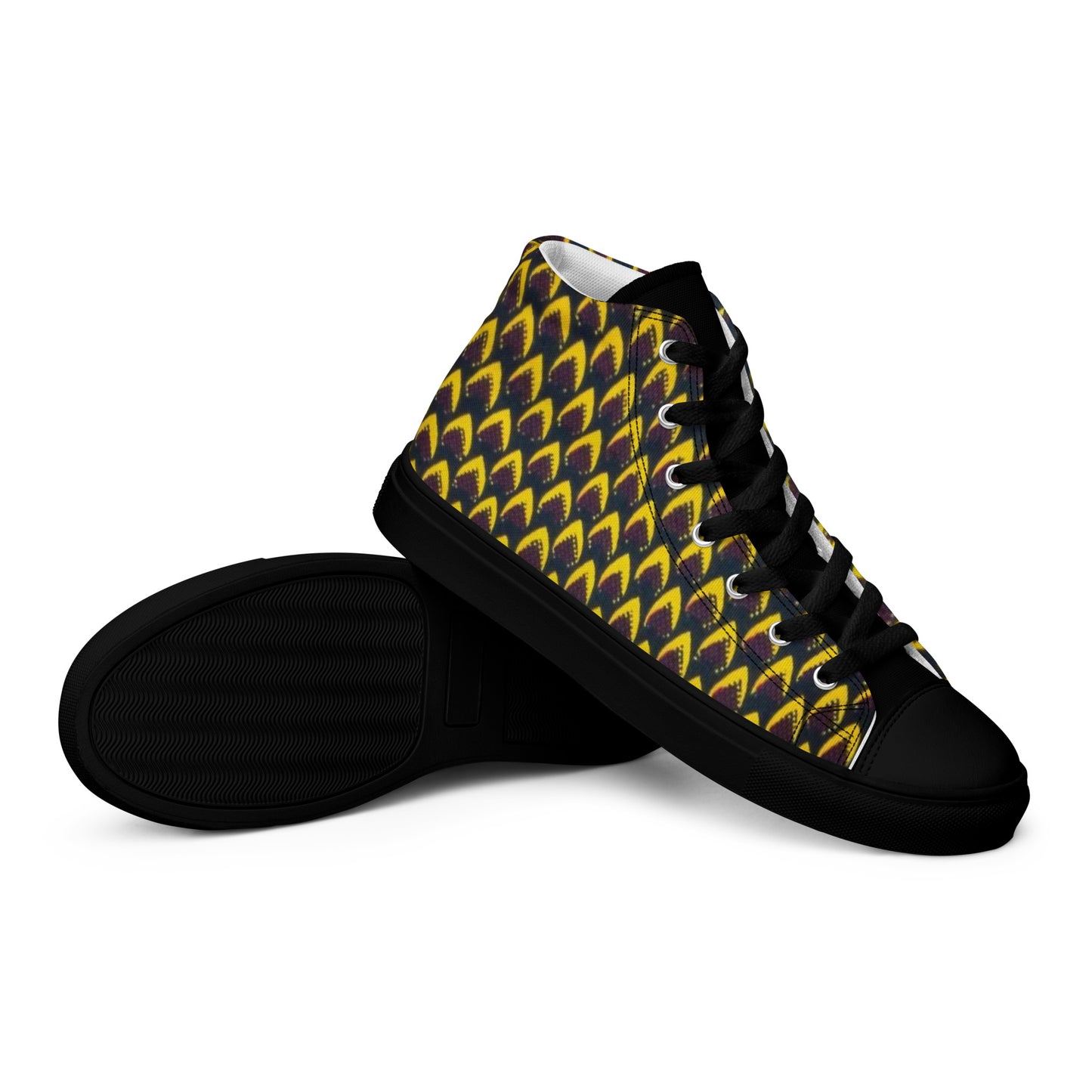 Yellow Flame Men’s high top canvas shoes