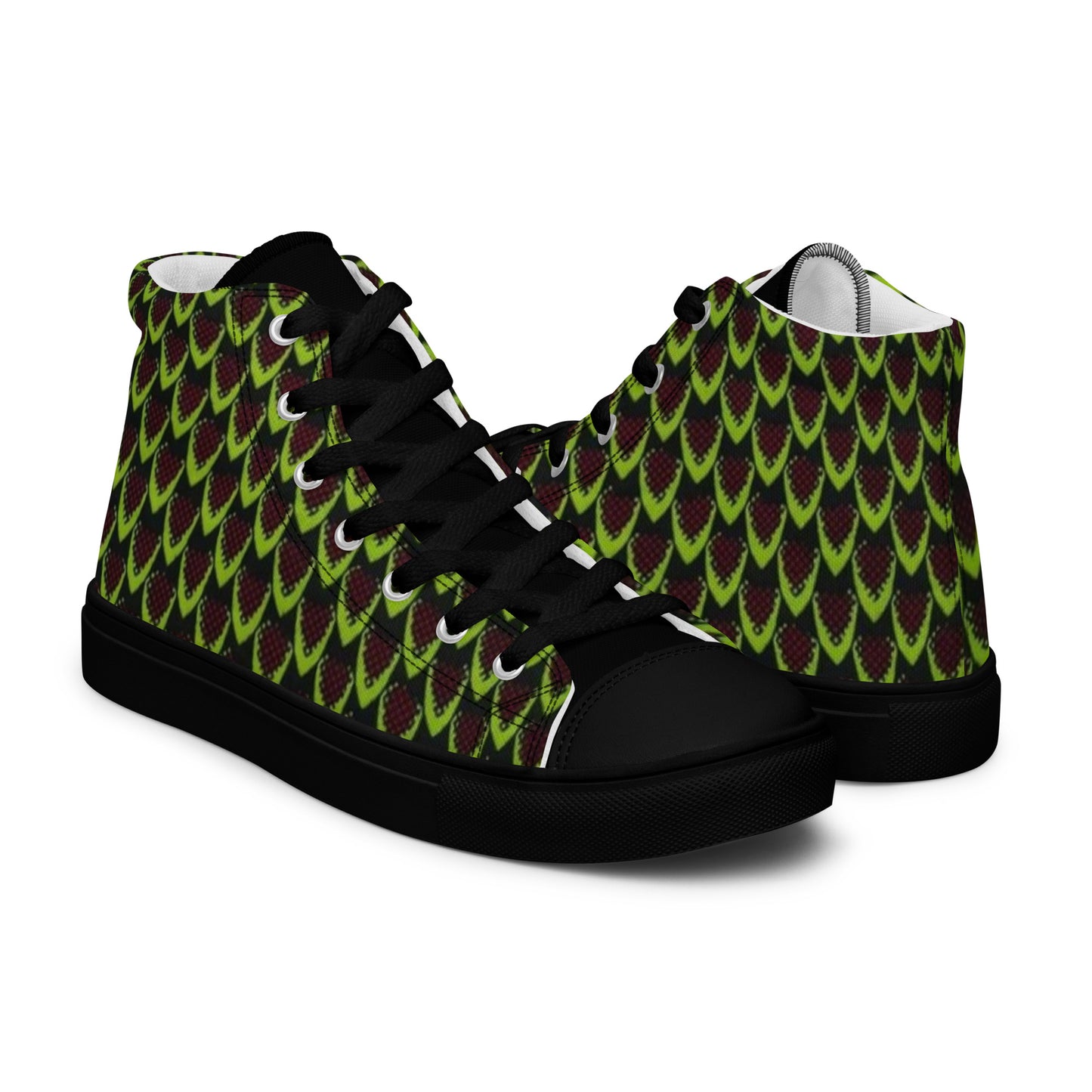 Green Flame Men’s high top canvas shoes