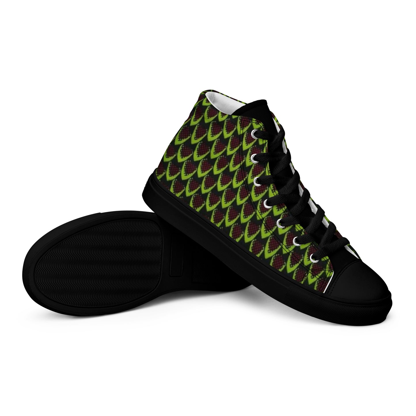 Green Flame Men’s high top canvas shoes