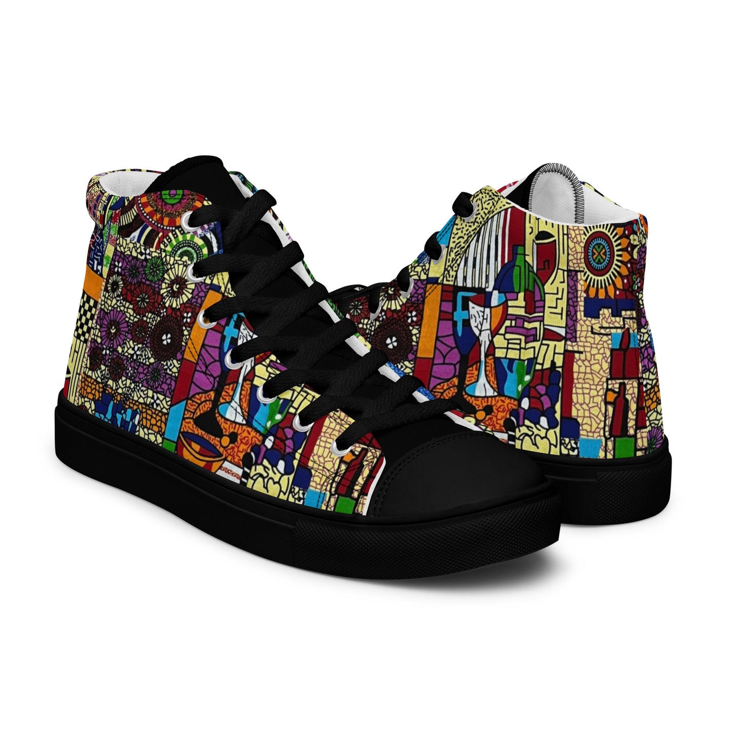 Colourful Artsy Men’s high top canvas shoes