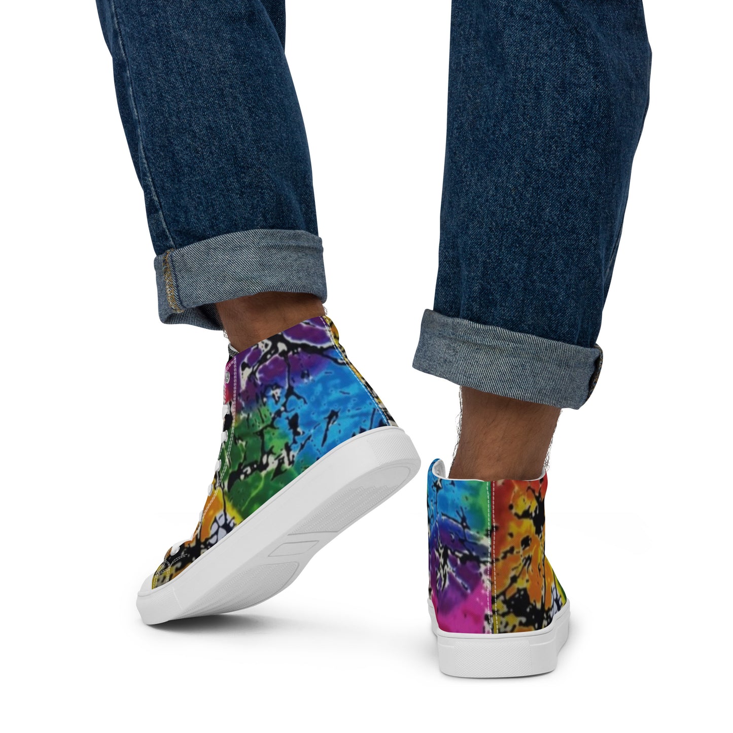 Multicolour Adire Ankara Men’s high top canvas shoes