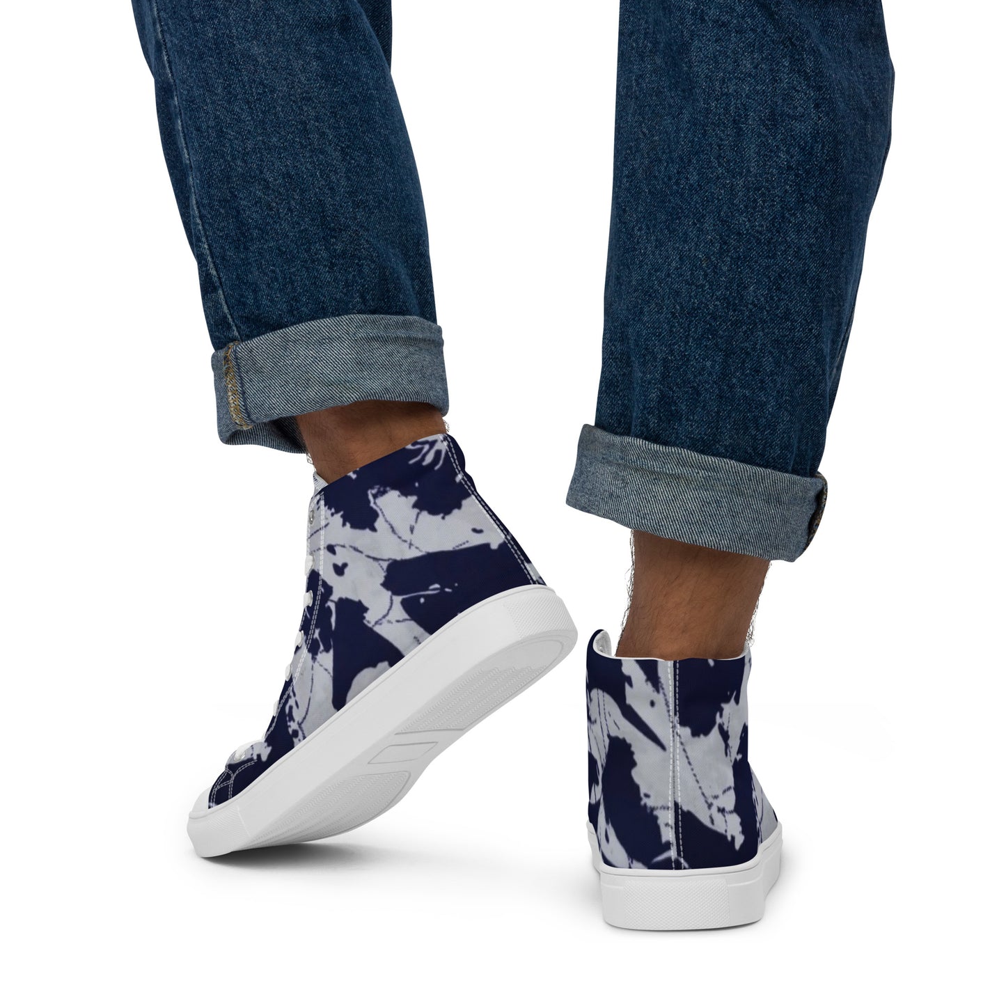 Indigo Adire Men’s high top canvas shoes