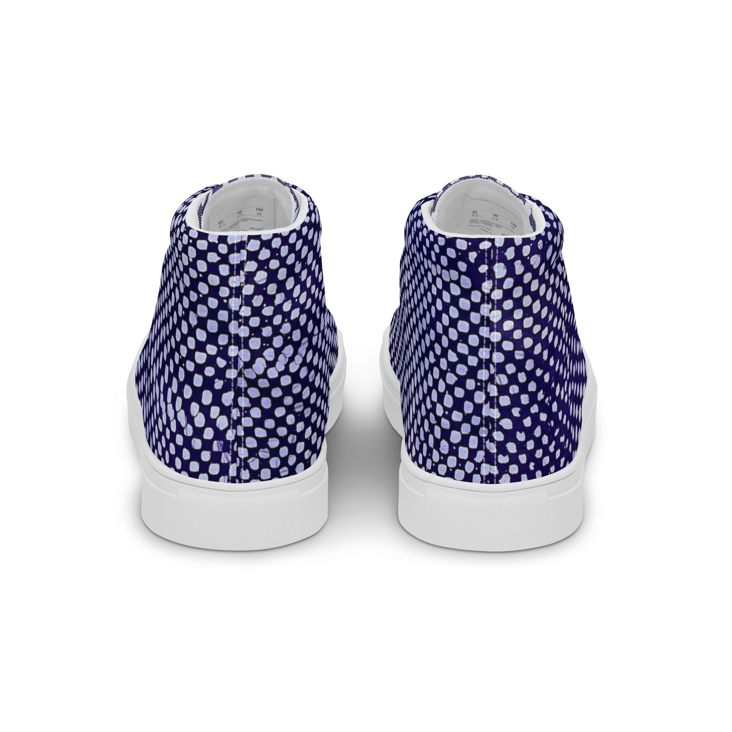 Purple & White Polka Dots Adire Men’s high top canvas shoes