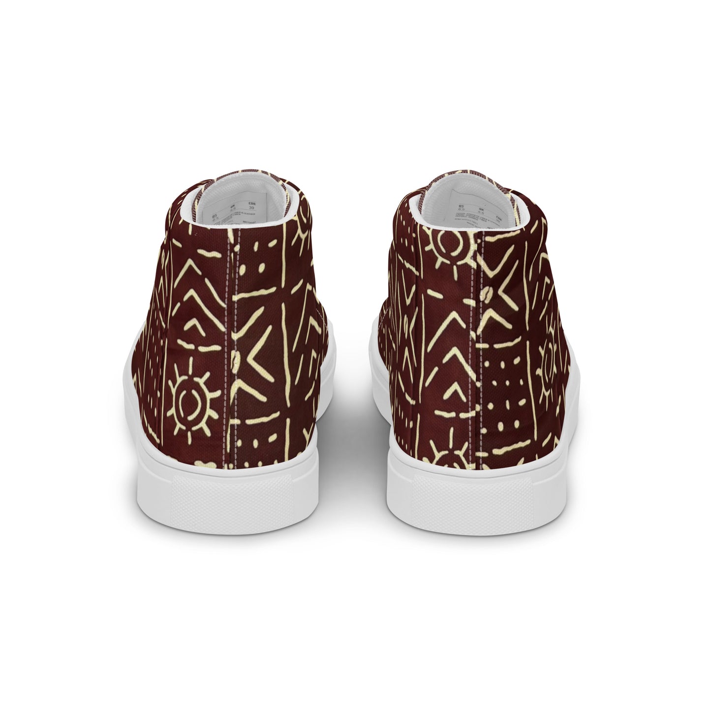 Brown African Print Men’s high top canvas shoes