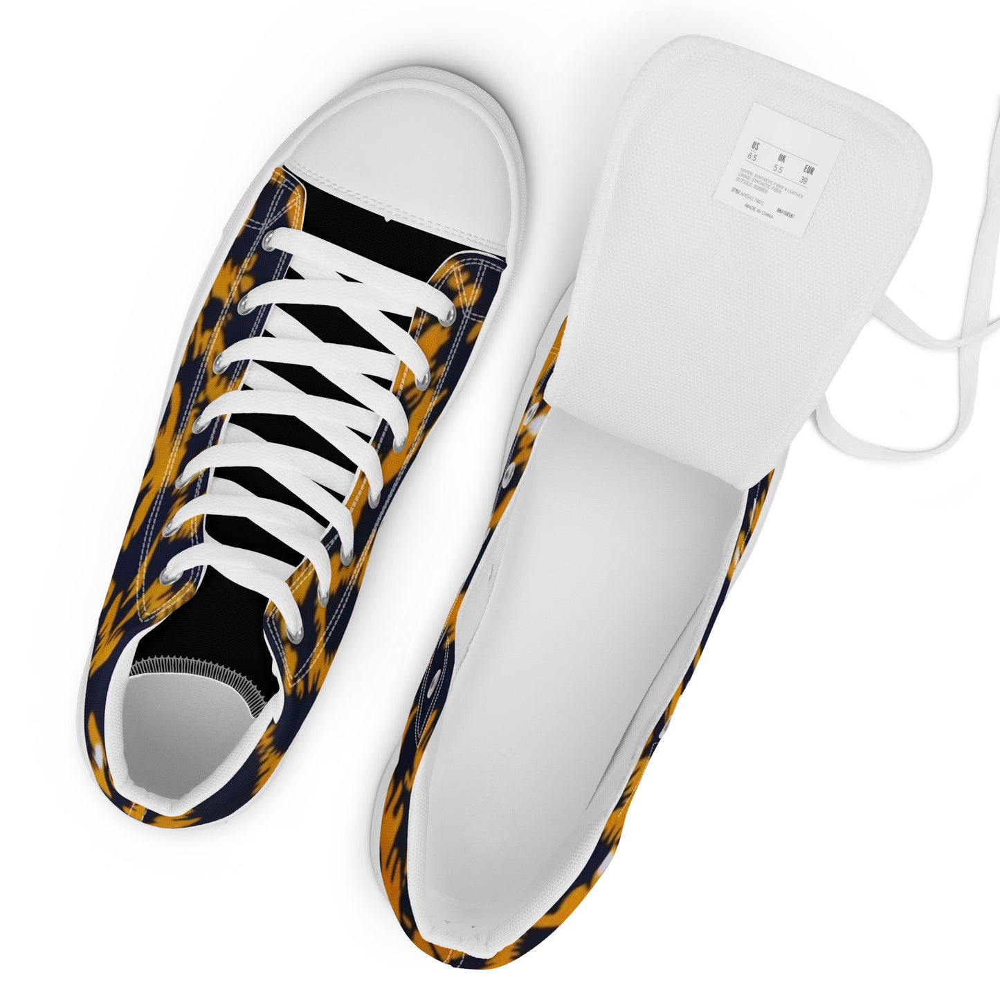 Yellow Leopard Ankara Men’s high top canvas shoes