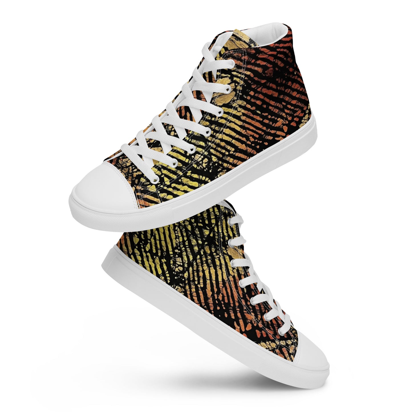 Yellow Orange Aztec Ankara Men’s high top canvas shoes