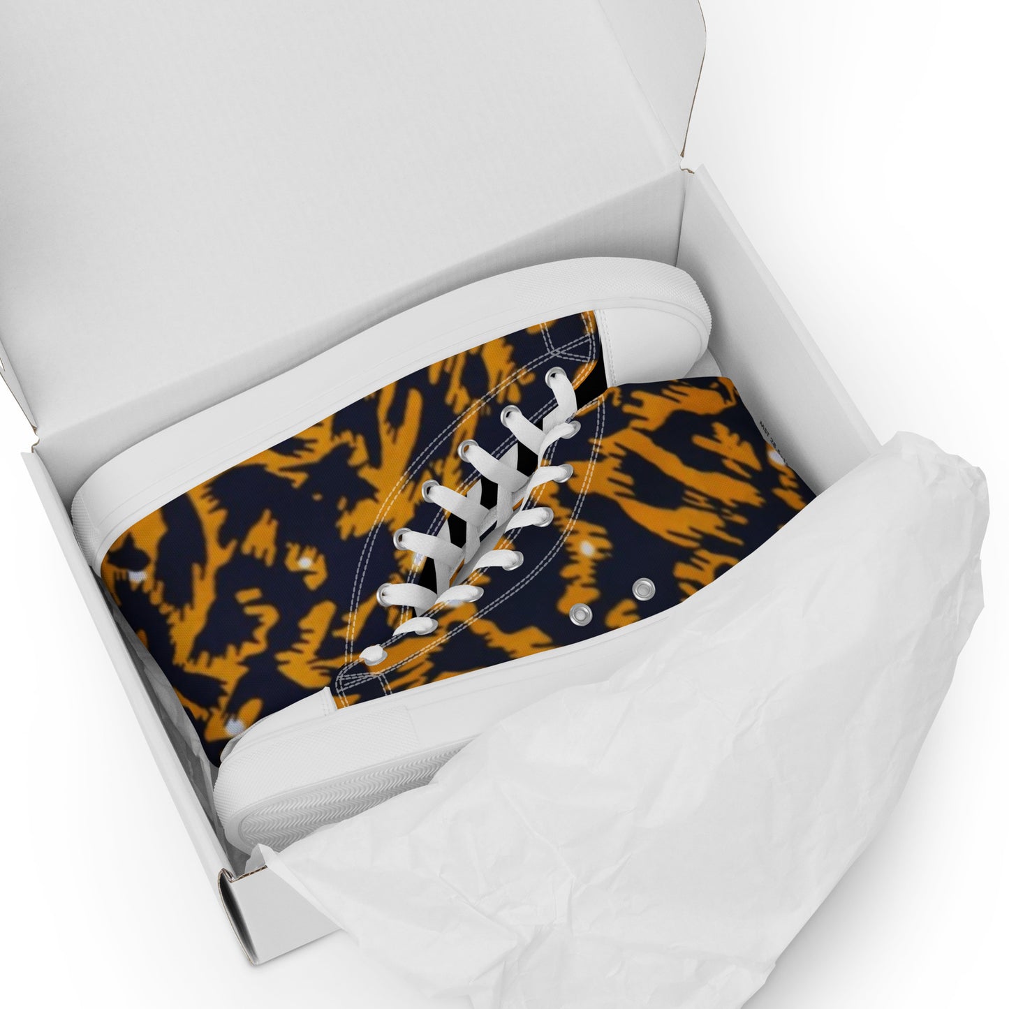 Yellow Leopard Ankara Men’s high top canvas shoes