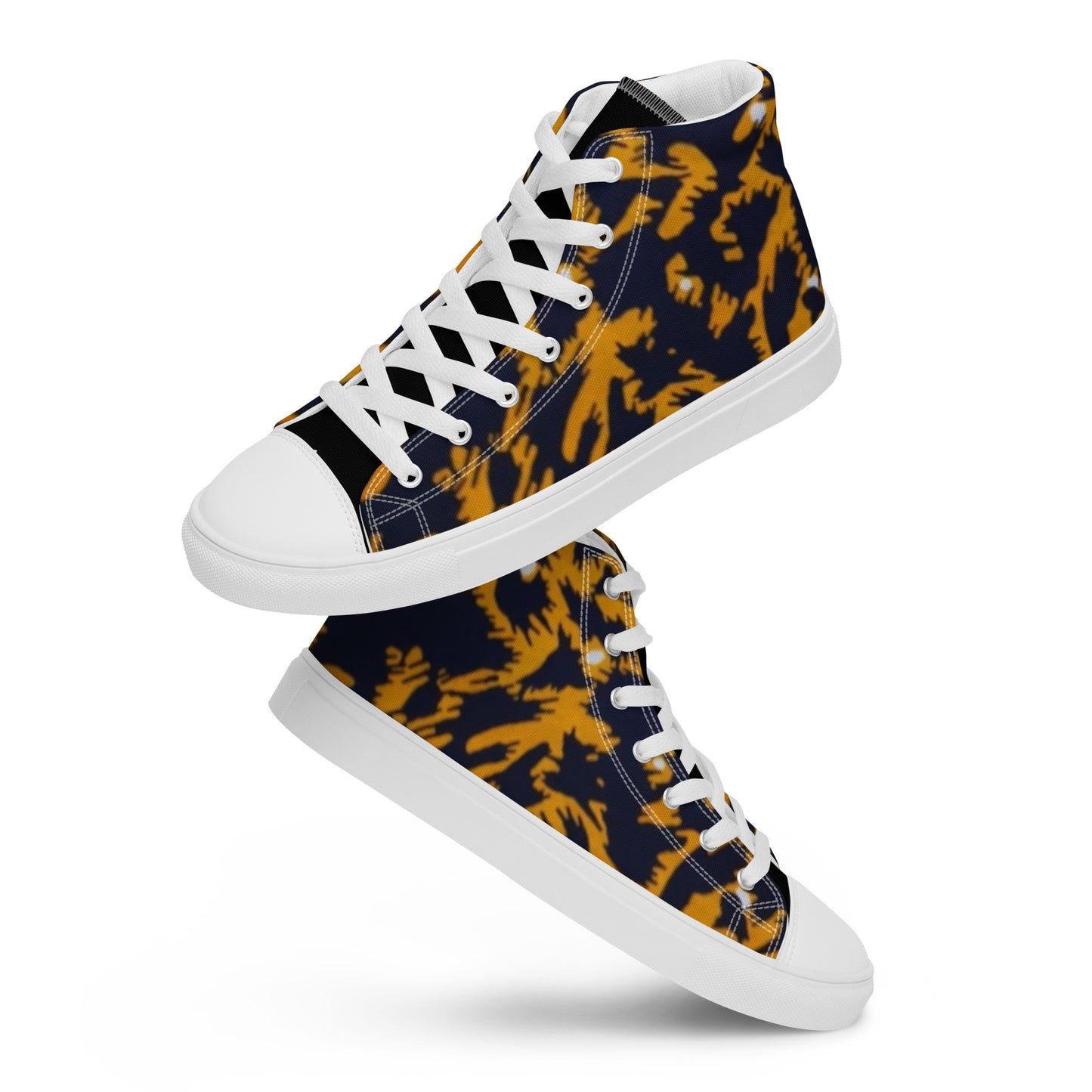 Yellow Leopard Ankara Men’s high top canvas shoes