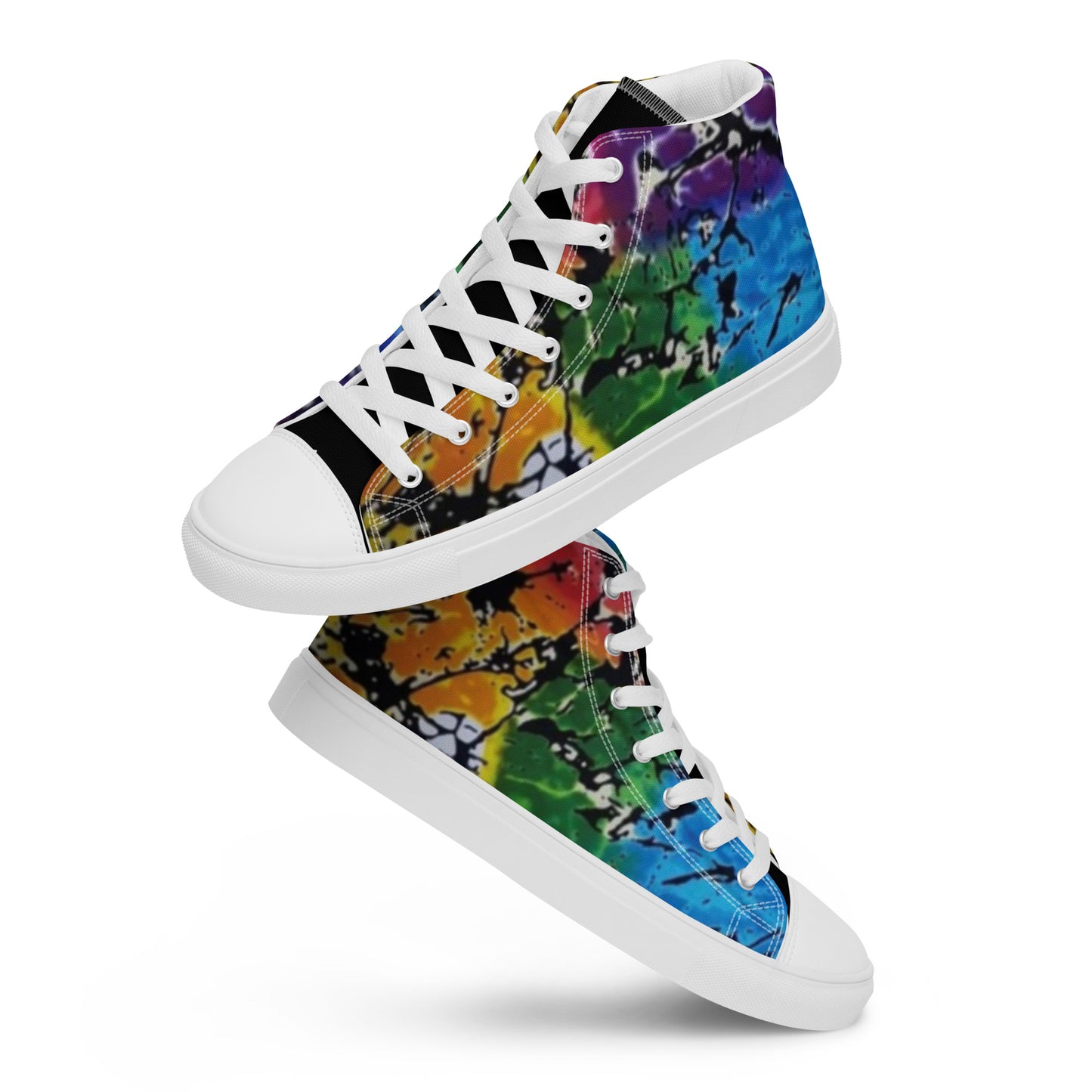 Multicolour Adire Ankara Men’s high top canvas shoes