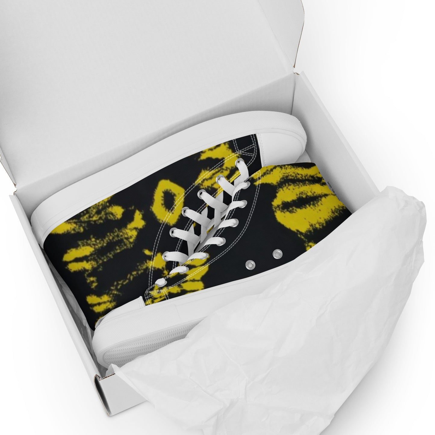 Yellow Adire Ankara Men’s high top canvas shoes