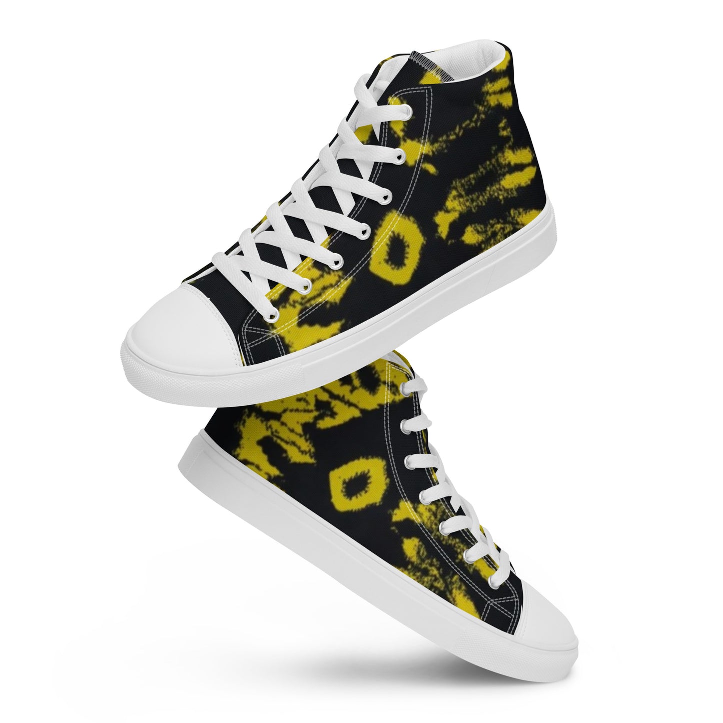 Yellow Adire Ankara Men’s high top canvas shoes