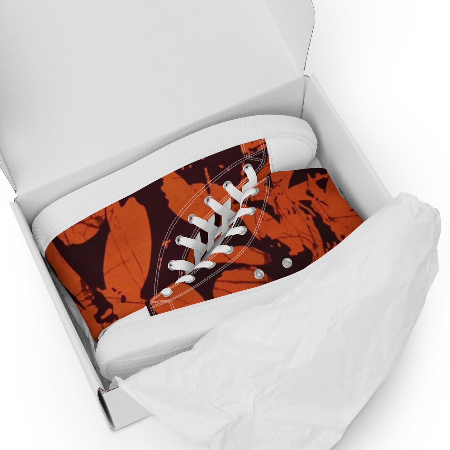 Orange Adire Men’s high top canvas shoes