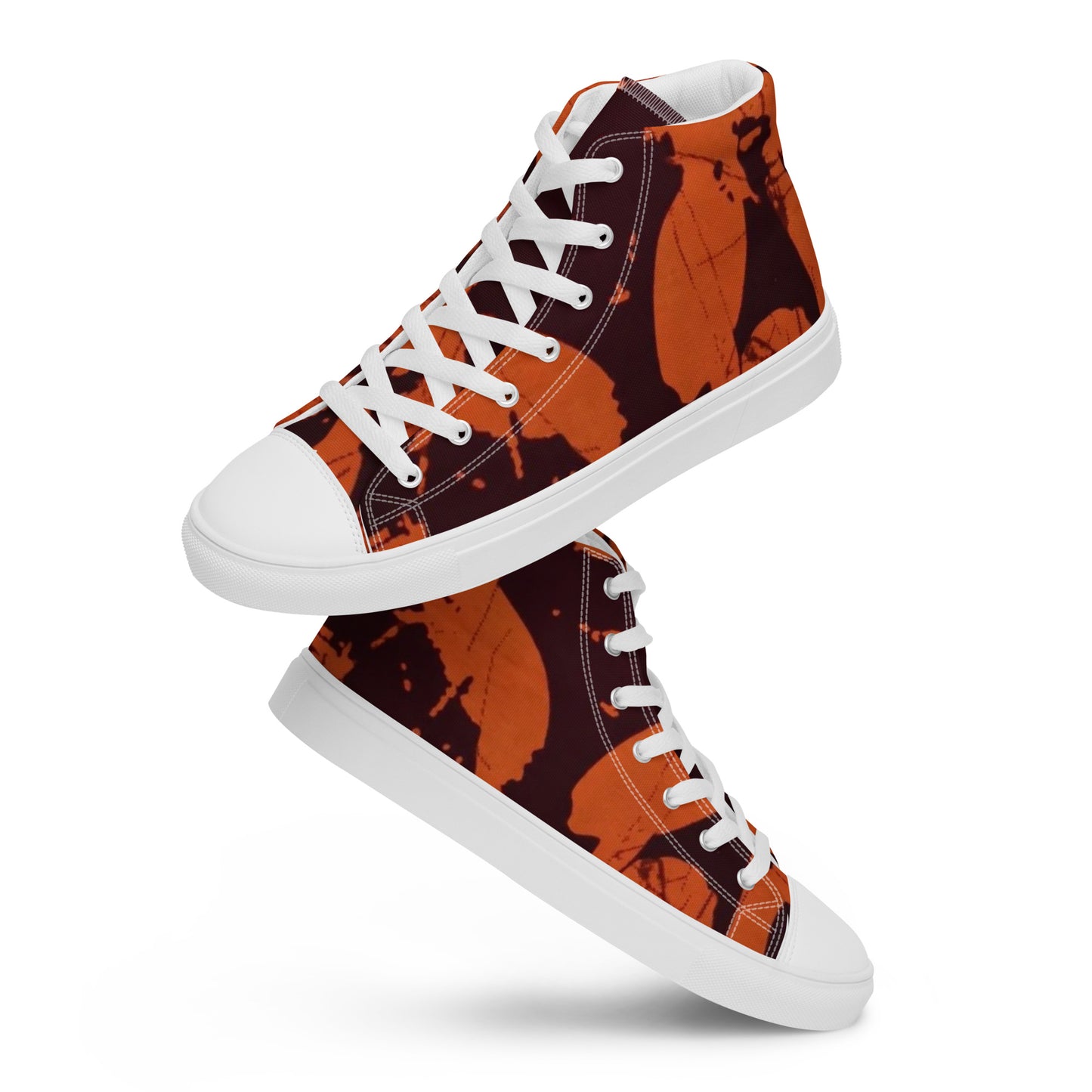 Orange Adire Men’s high top canvas shoes